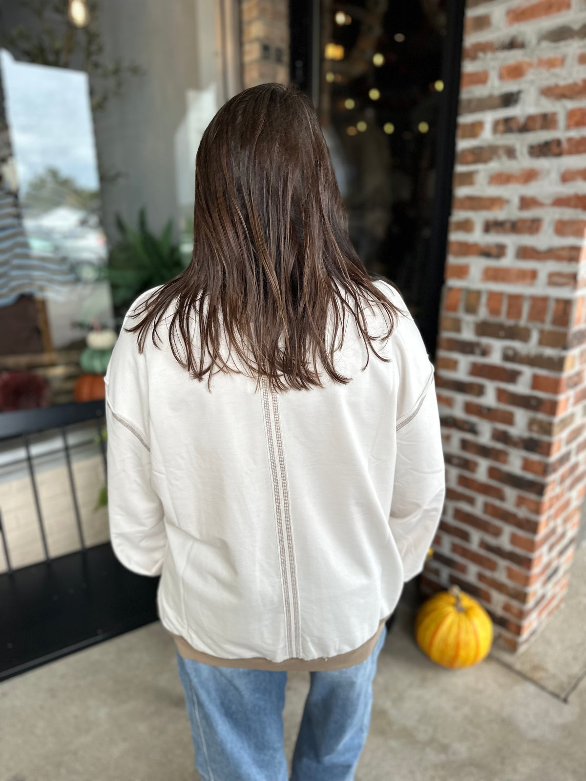 Oatmeal Exposed Seam Knit Top