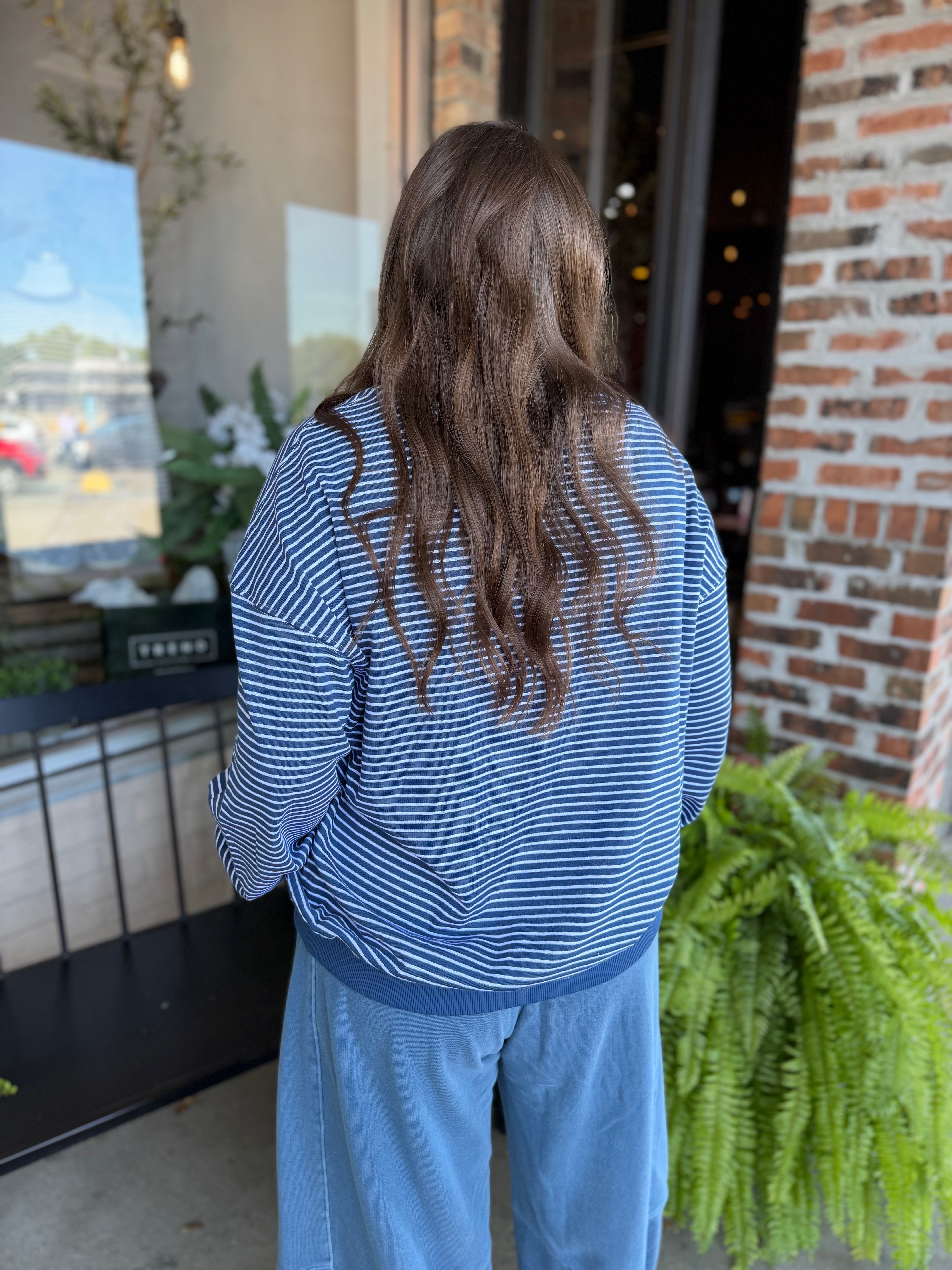 Ocean Coastal Striped Crewneck Sweatshirt