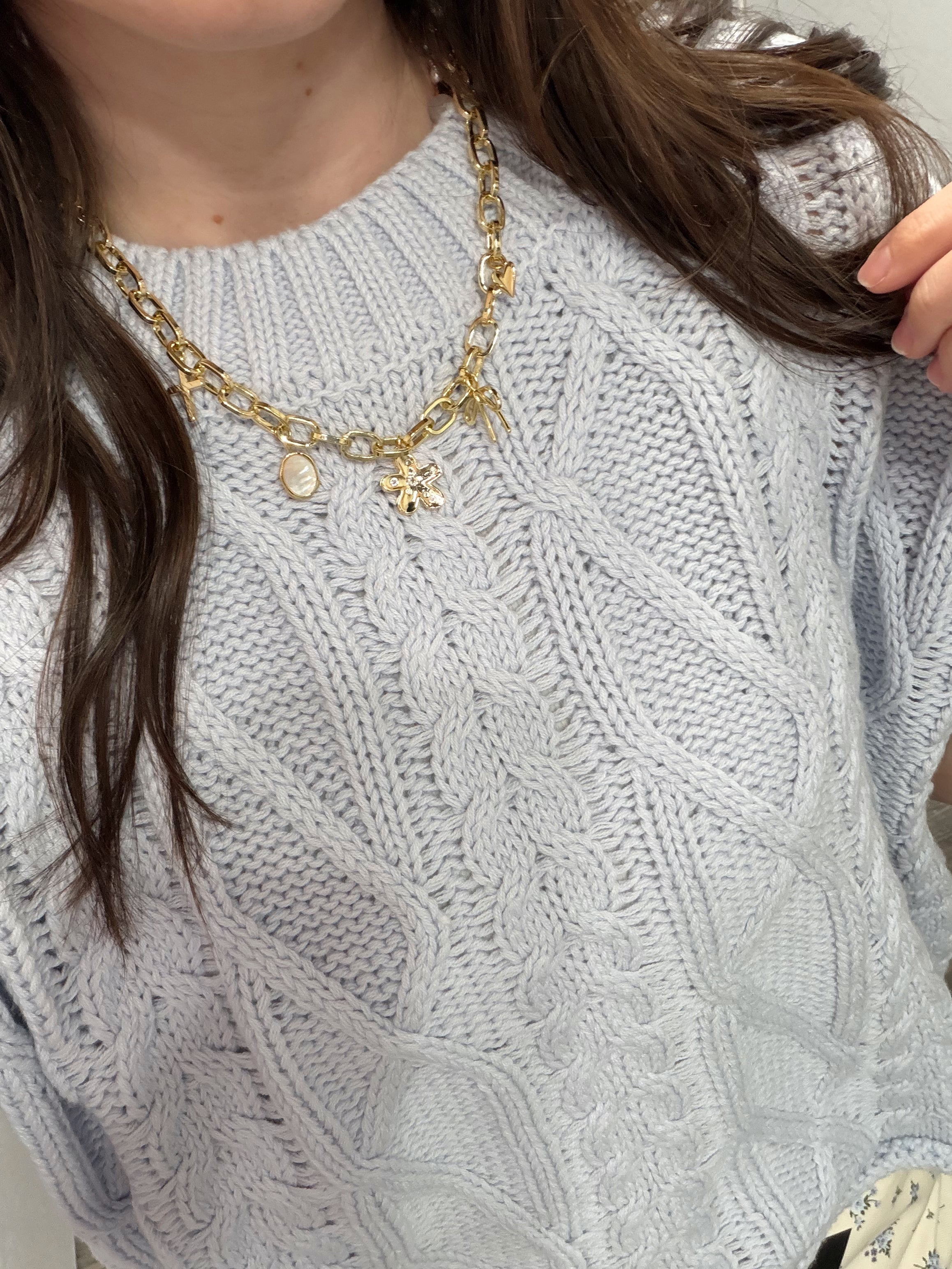 Light Blue Knit Short Sleeve Sweater - FINAL SALE