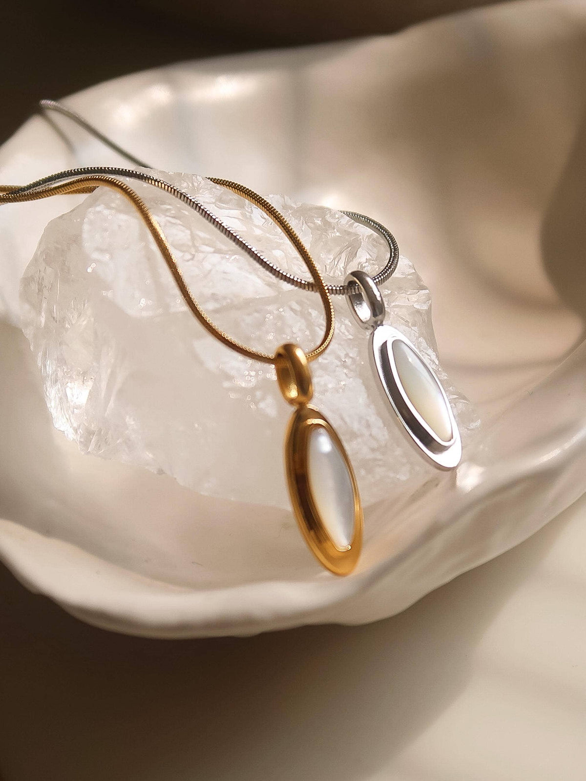 Gold Amulet Non-Tarnish Shell Necklace