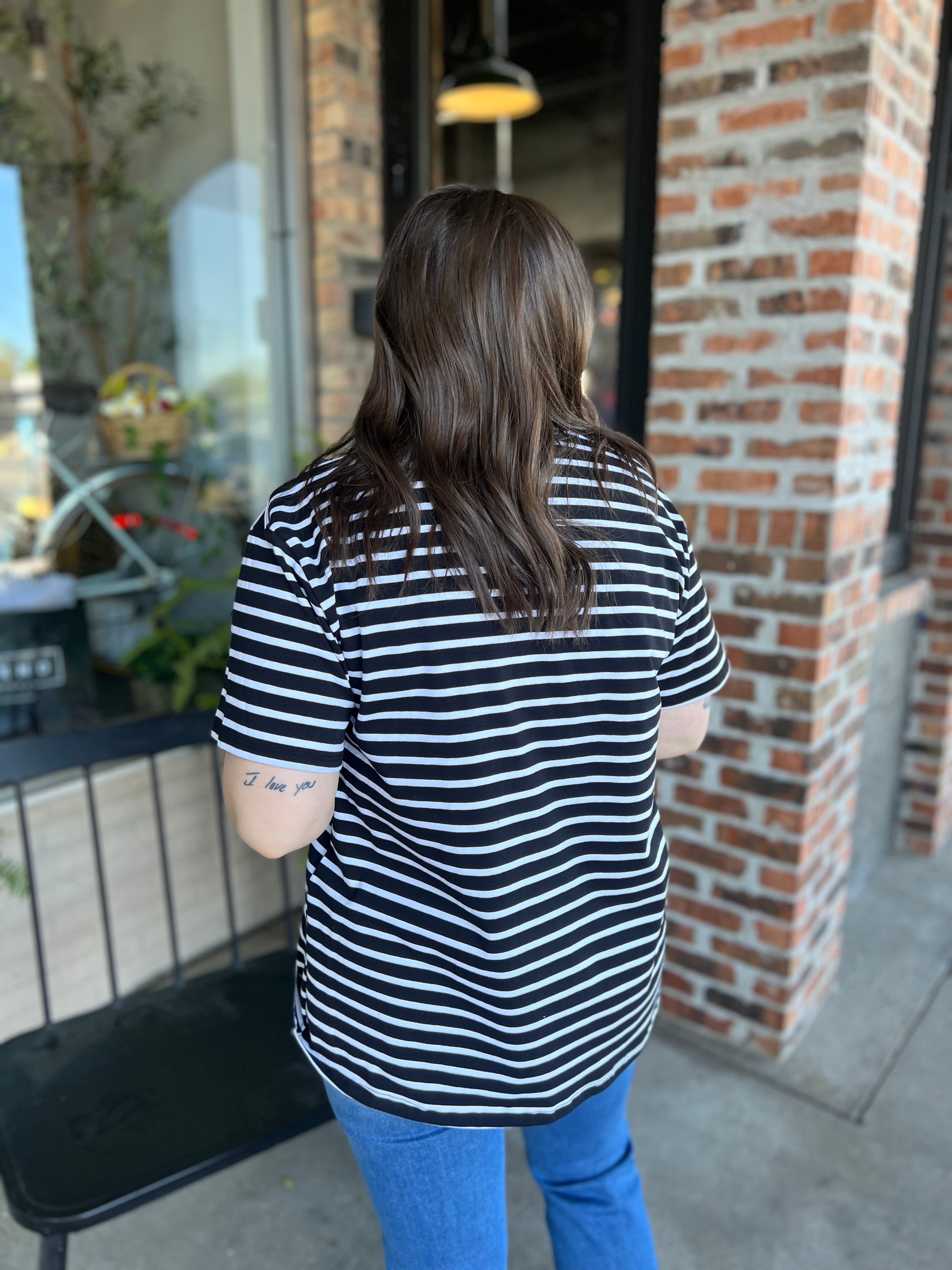 Black Stripe Basic Top