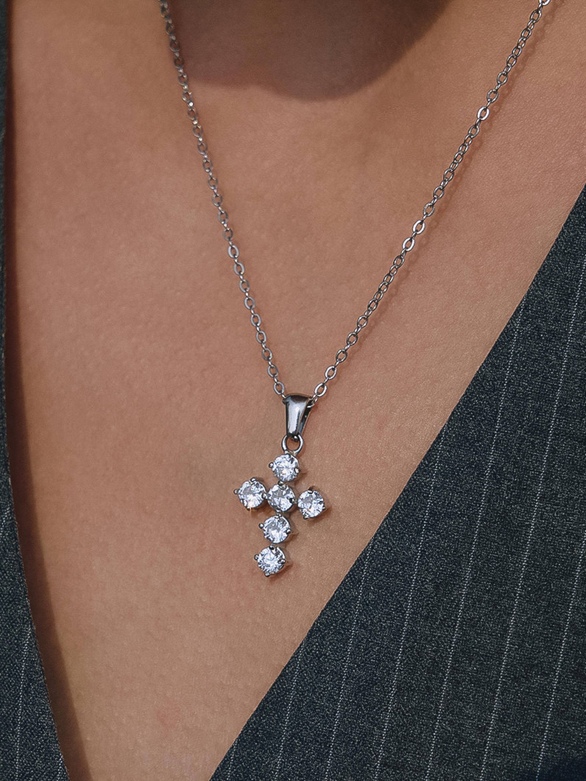 18K Silver Non-Tarnish Dainty Cross Necklace