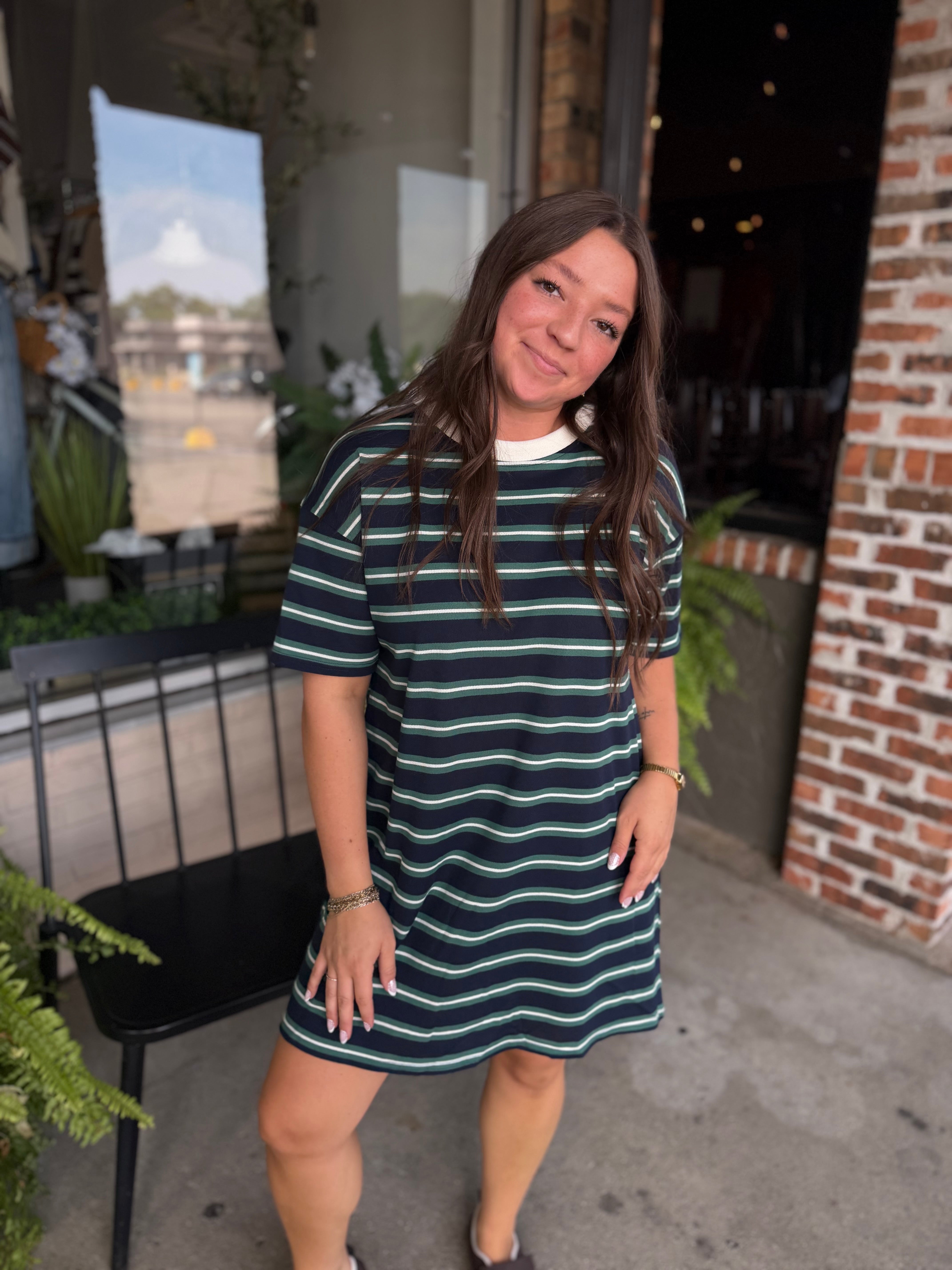 Navy Stripe T-Shirt Mini Dress
