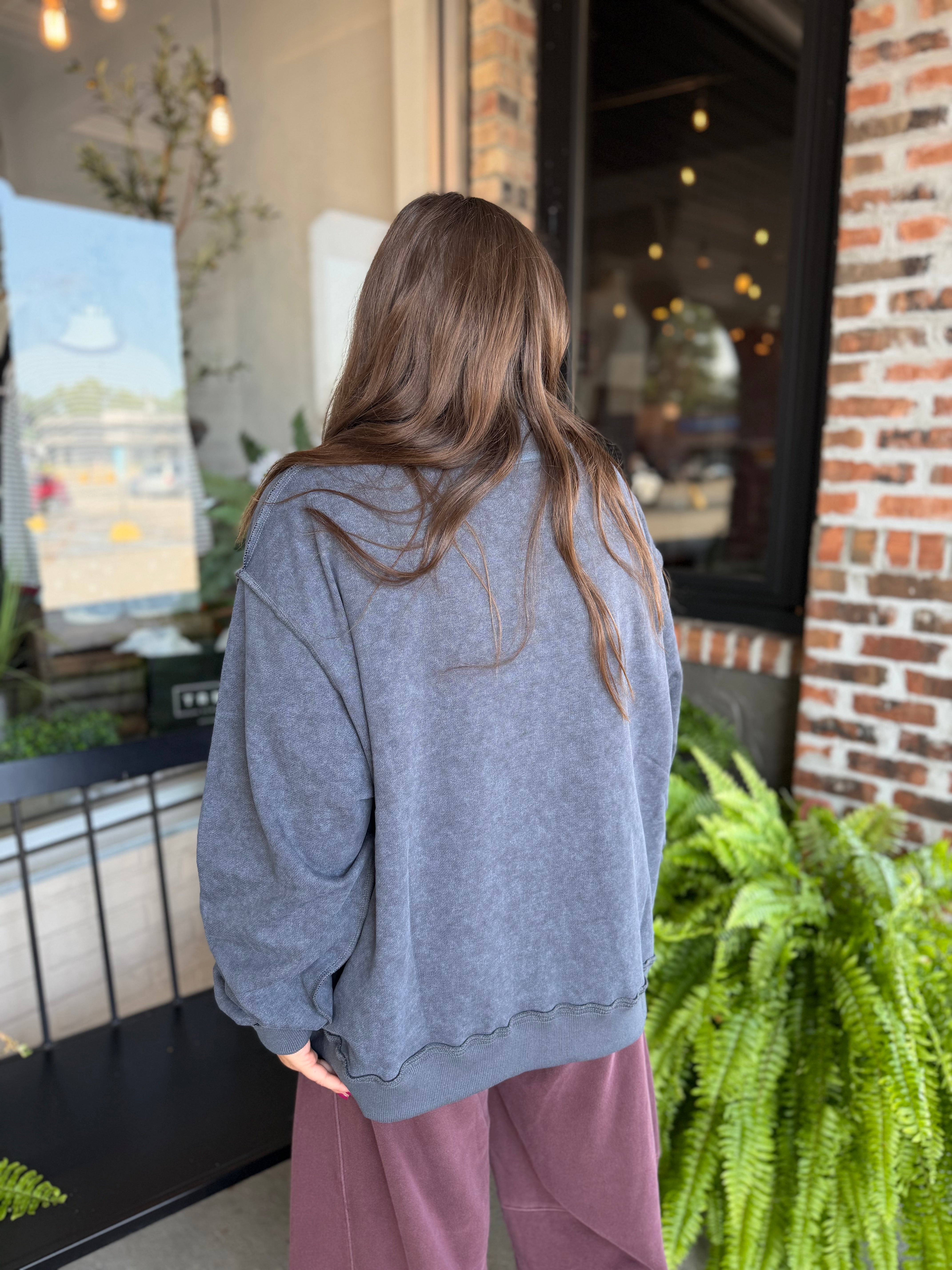 Charcoal Vintage Wash Oversized Sweatshirt