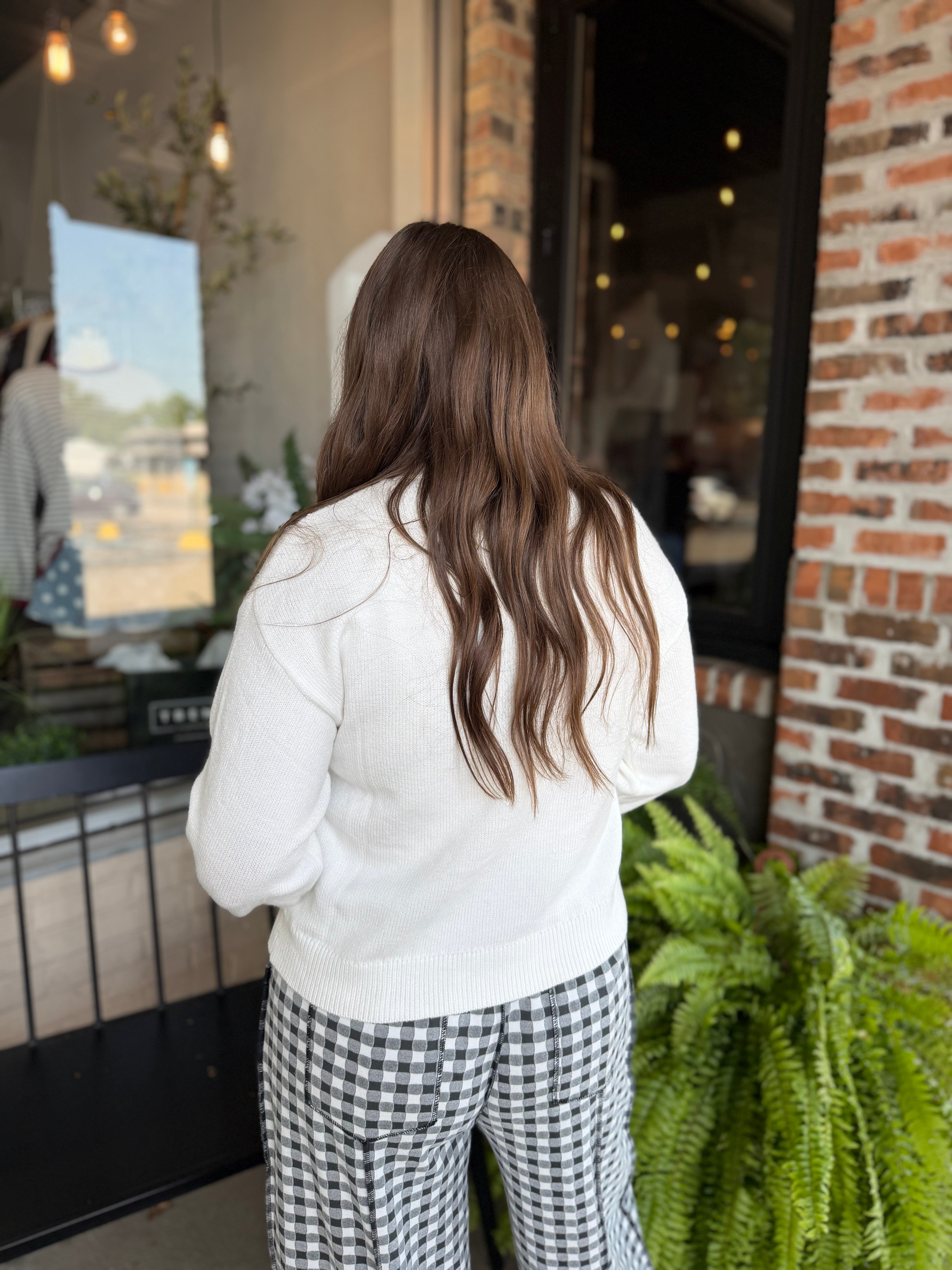 Ivory Long Sleeve Buttoned Cropped Cardigan