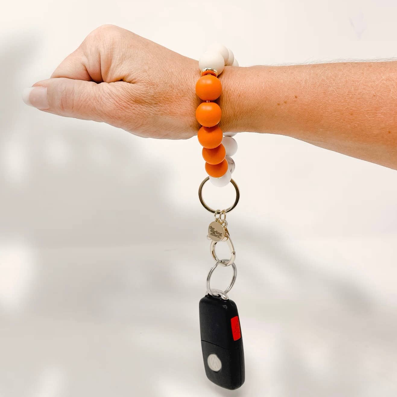 Hands-Free Silicone Beaded Keychain Wristlet - Pumpkin Spice