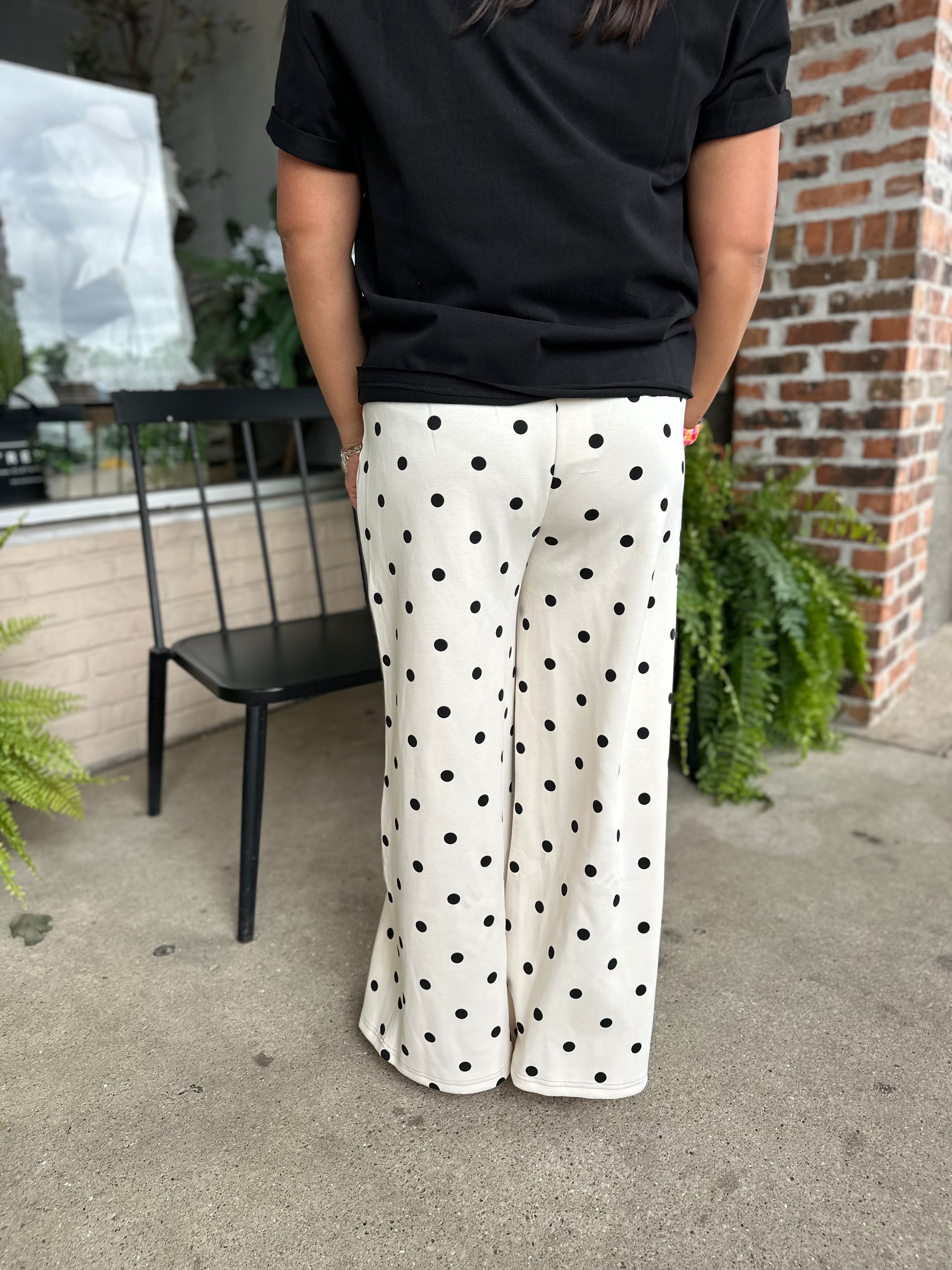 Black Polka Dot Wide Leg Pants