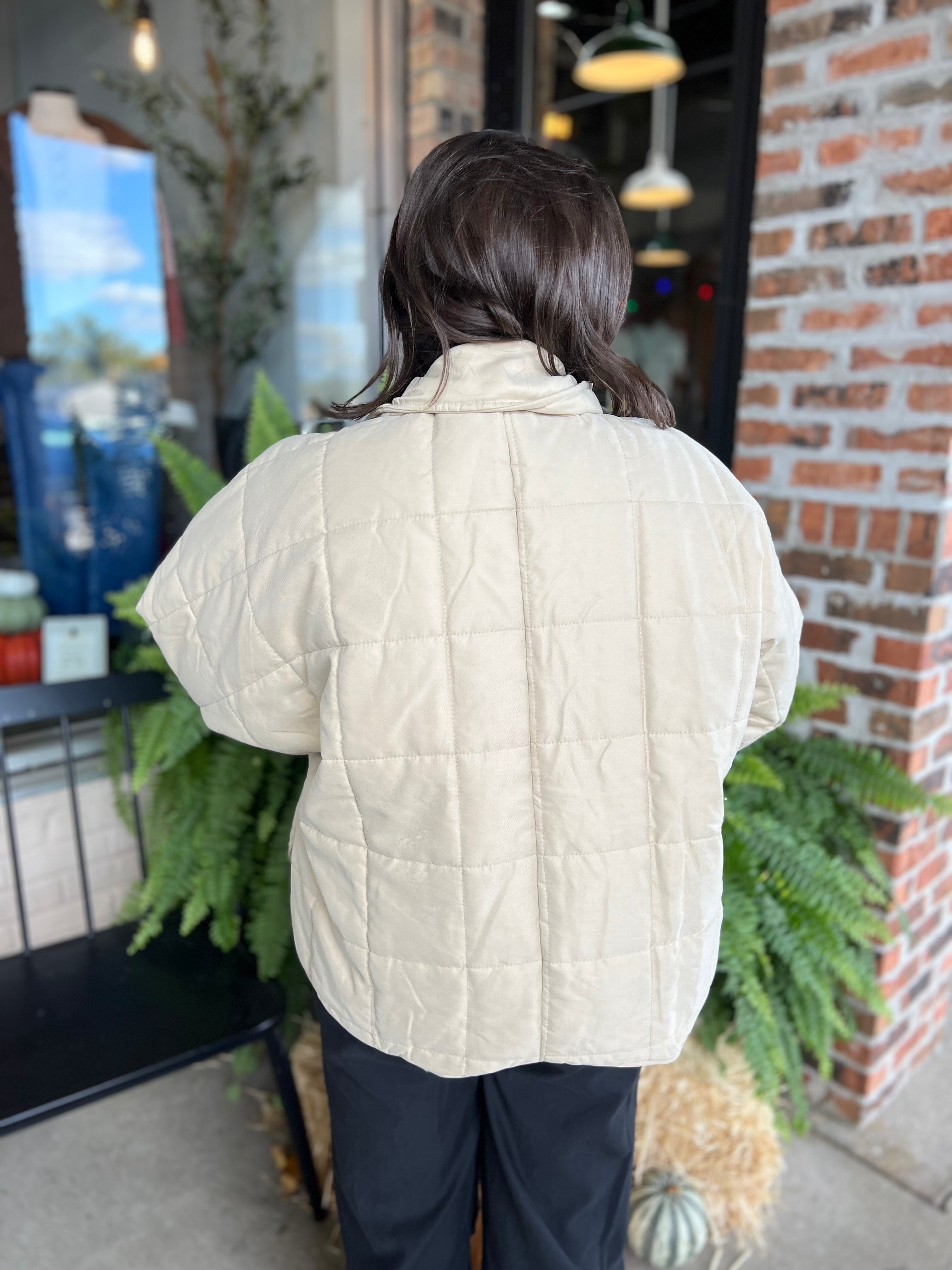 Beige Quilted Puffer Jacket