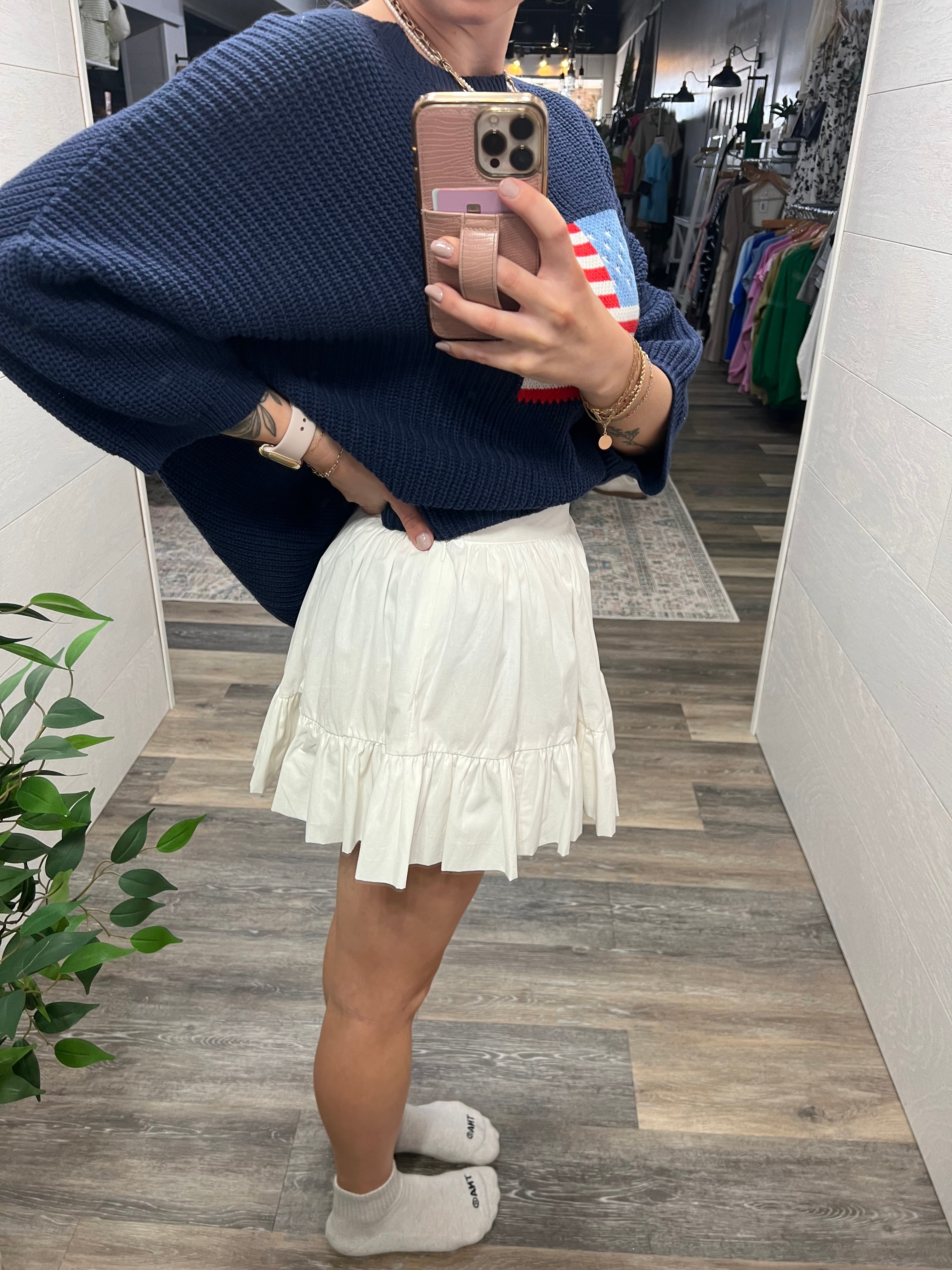 White Bubble Hem Skirt