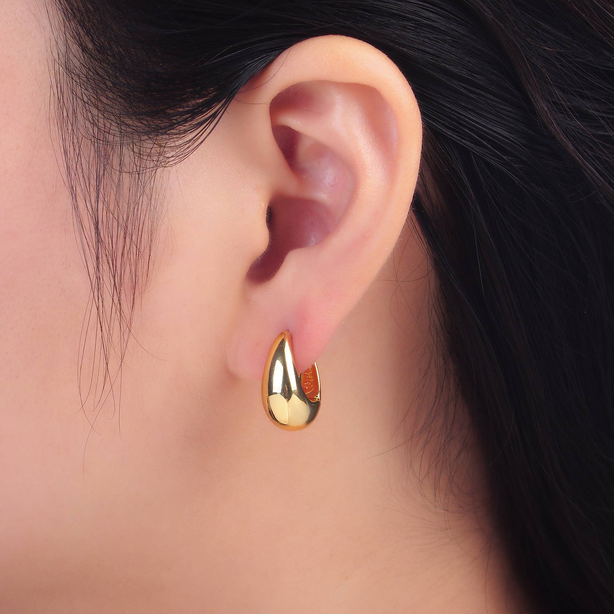 Gold Dome Hoops Earrings 15mm Minimalist Jewelry