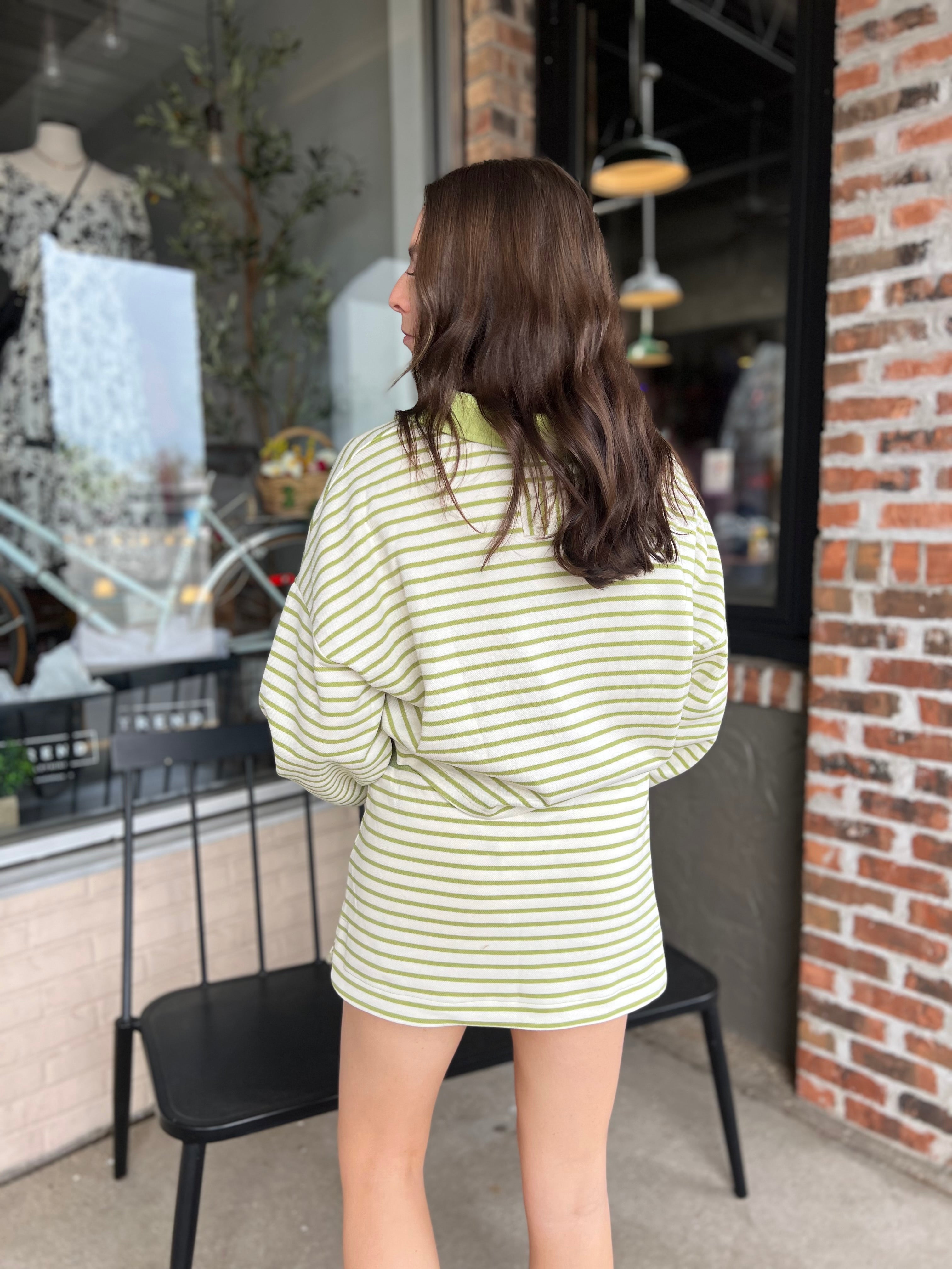 Green Stripe Mini Skort