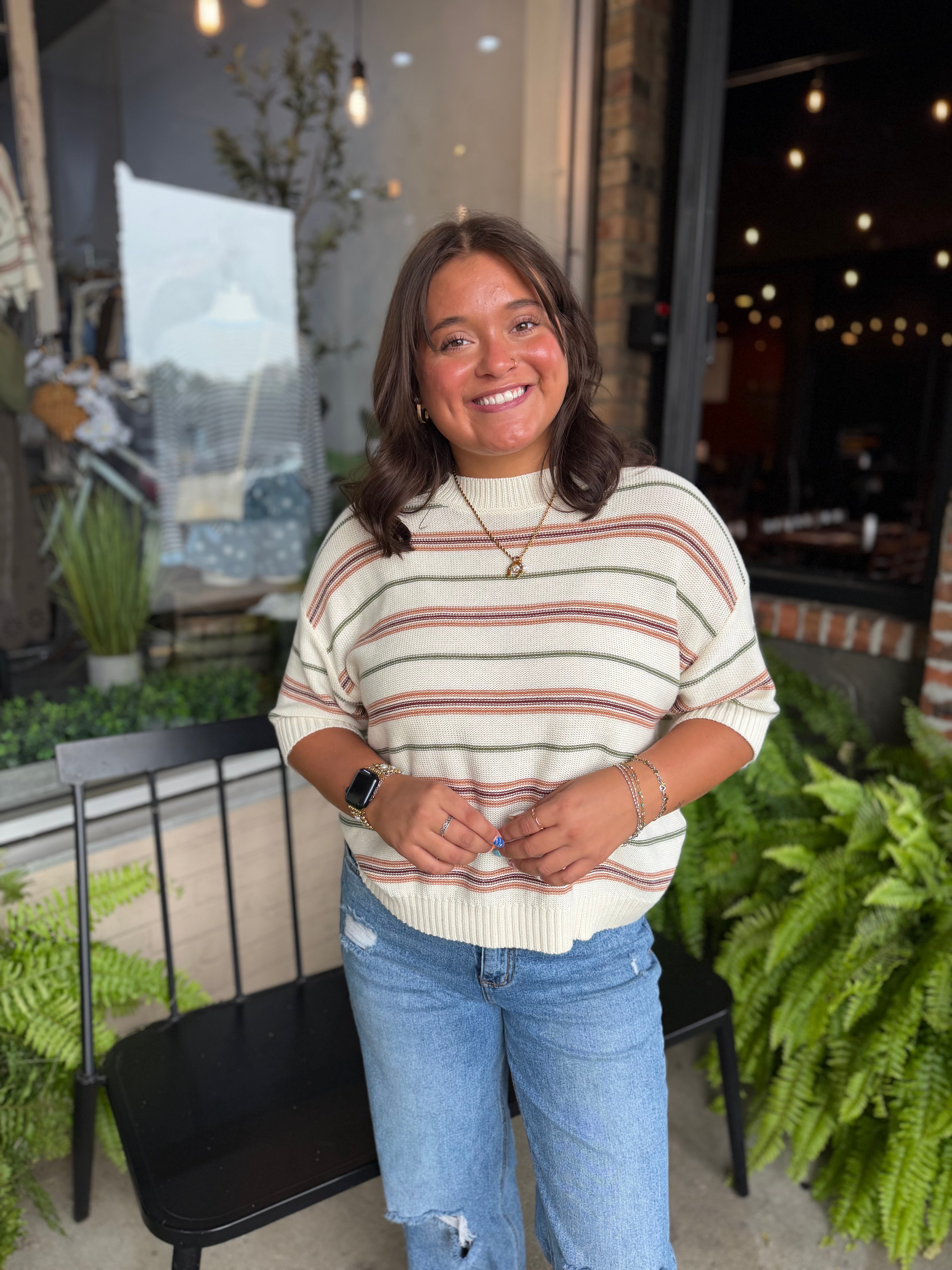 Striped Half Sleeve Top - FINAL SALE
