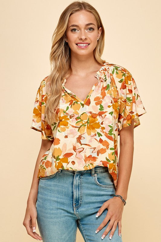 Yellow Floral Printed Top - FINAL SALE