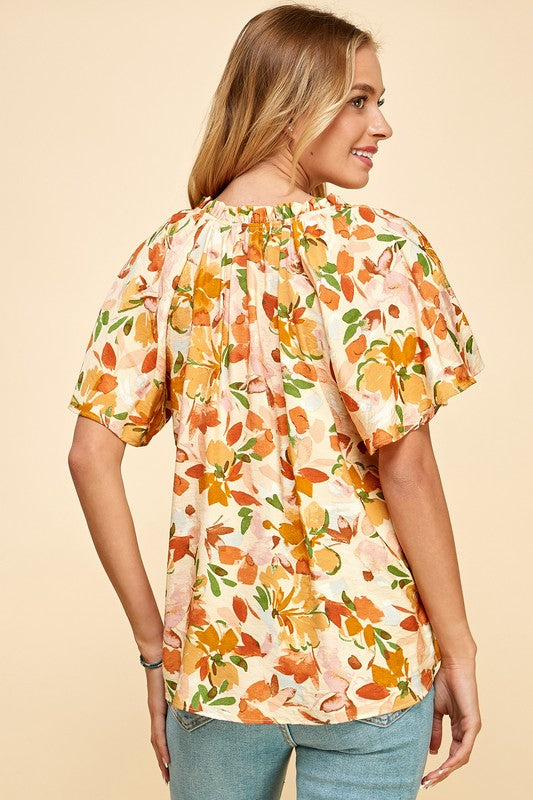 Yellow Floral Printed Top - FINAL SALE