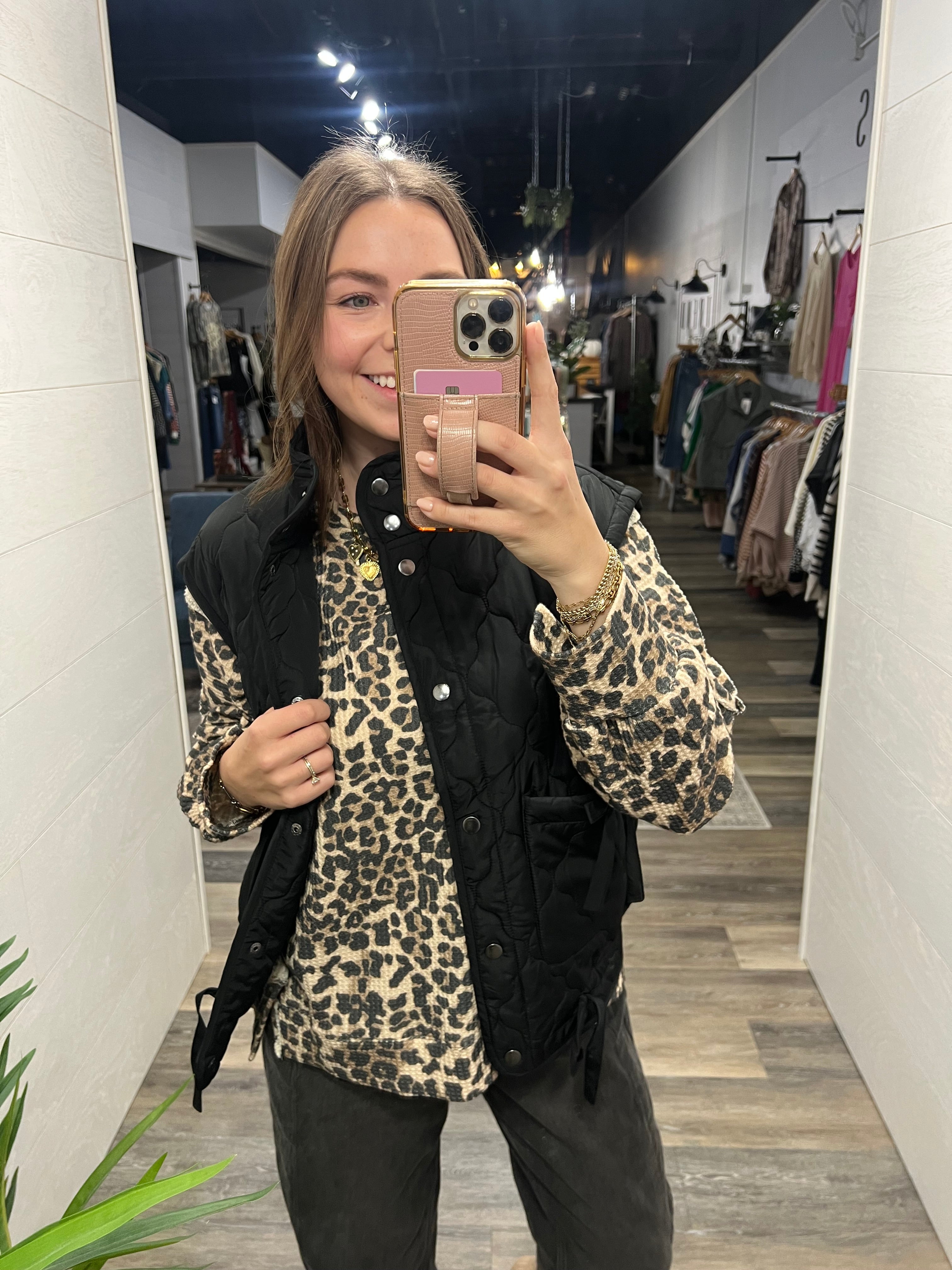 Black Tie Detail Quilted Vest