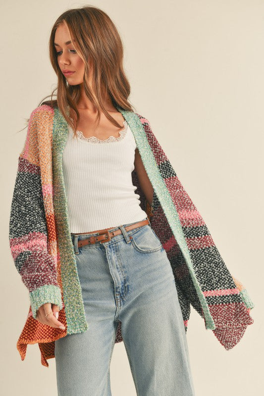 Multicolor Abstract Cardigan