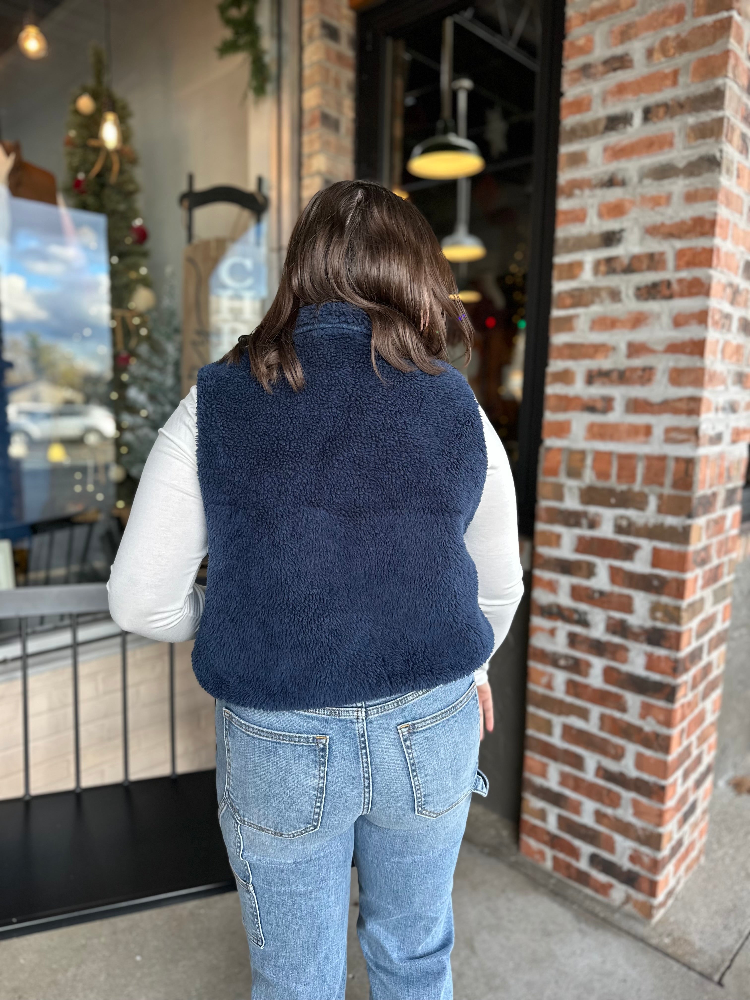 Fleece Denim Pocket Vest