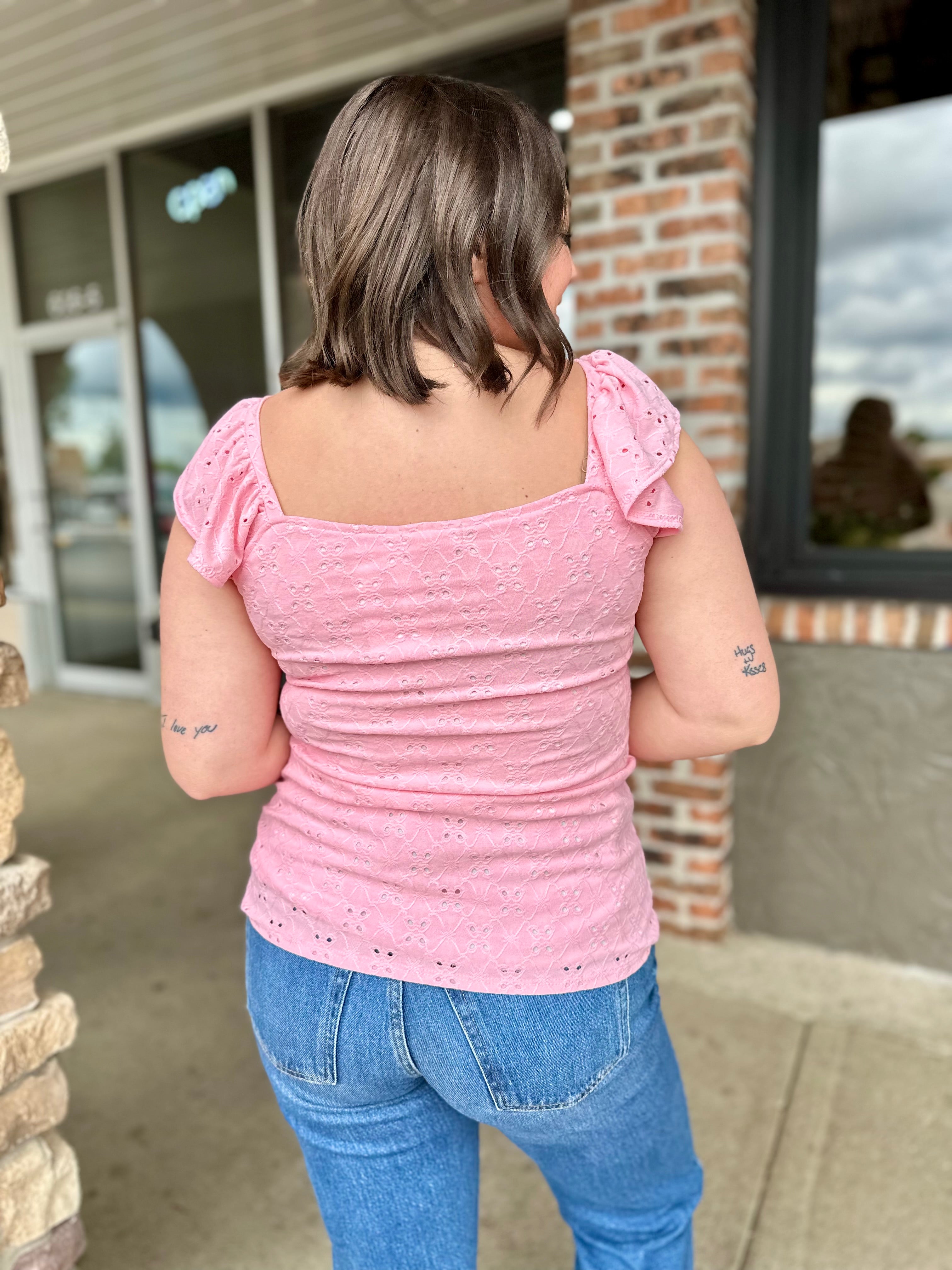 Pink Eyelet Tank - FINAL SALE