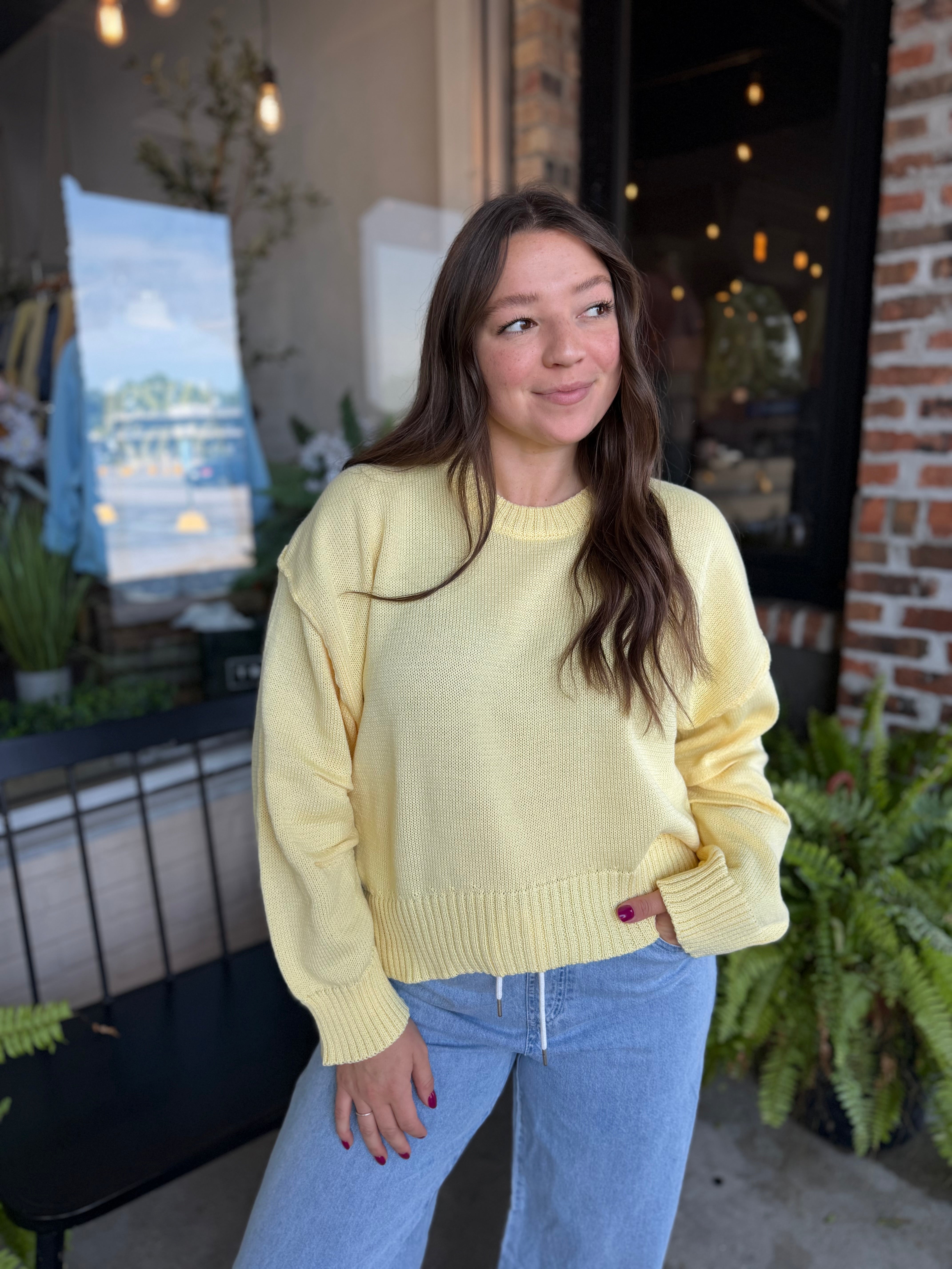 Yellow Pleat Detail Sweater