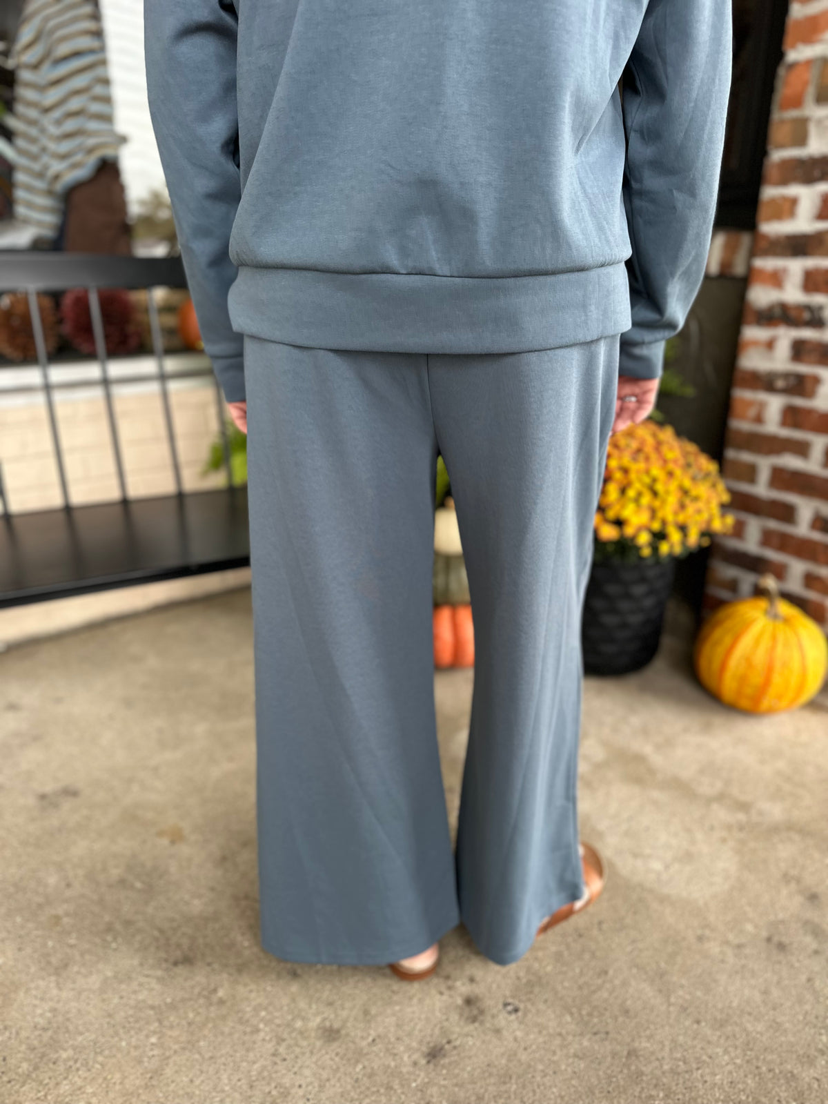 Blue Scuba Wide Leg Pants