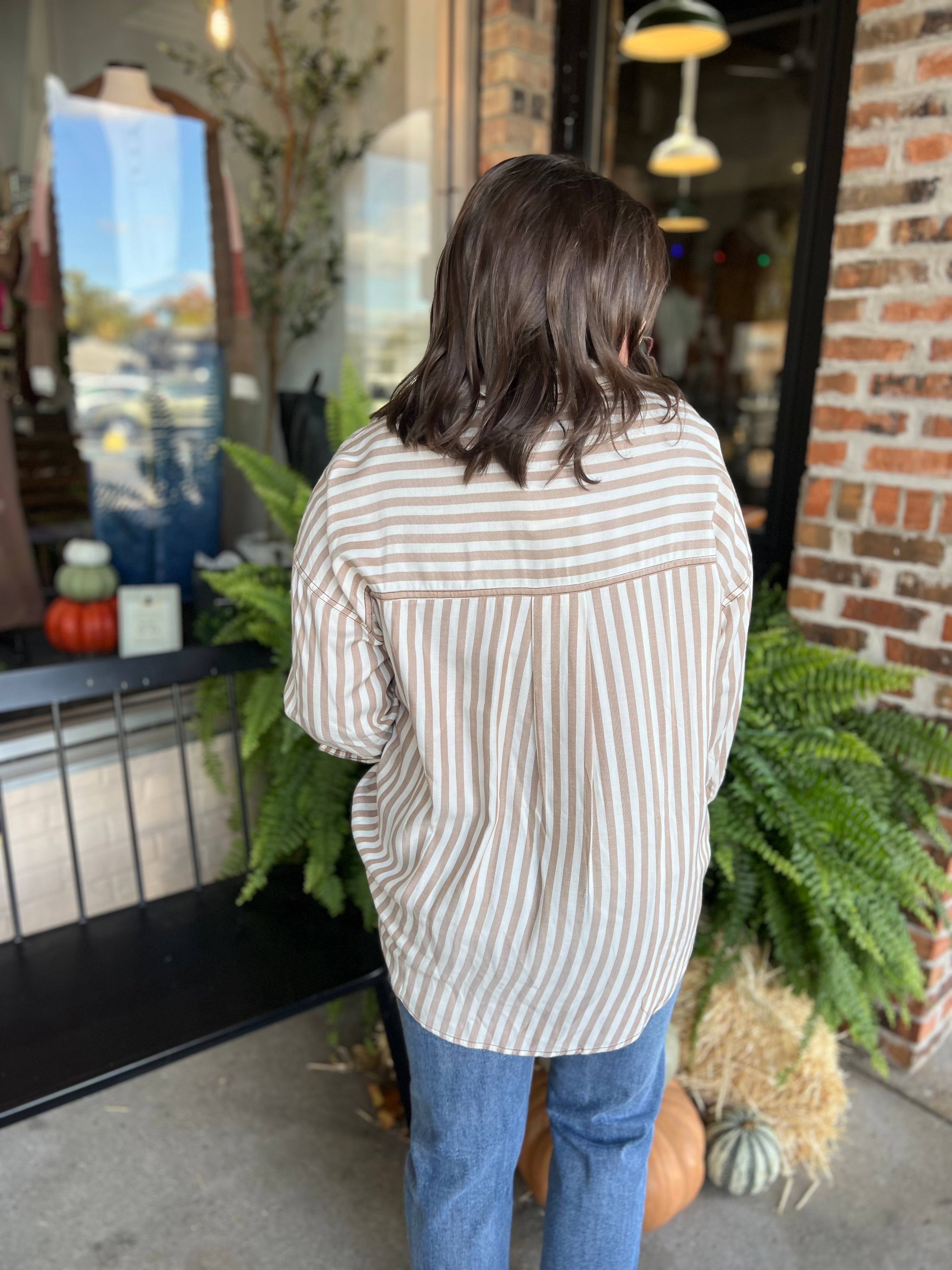 Khaki Stripe Collared Shirt