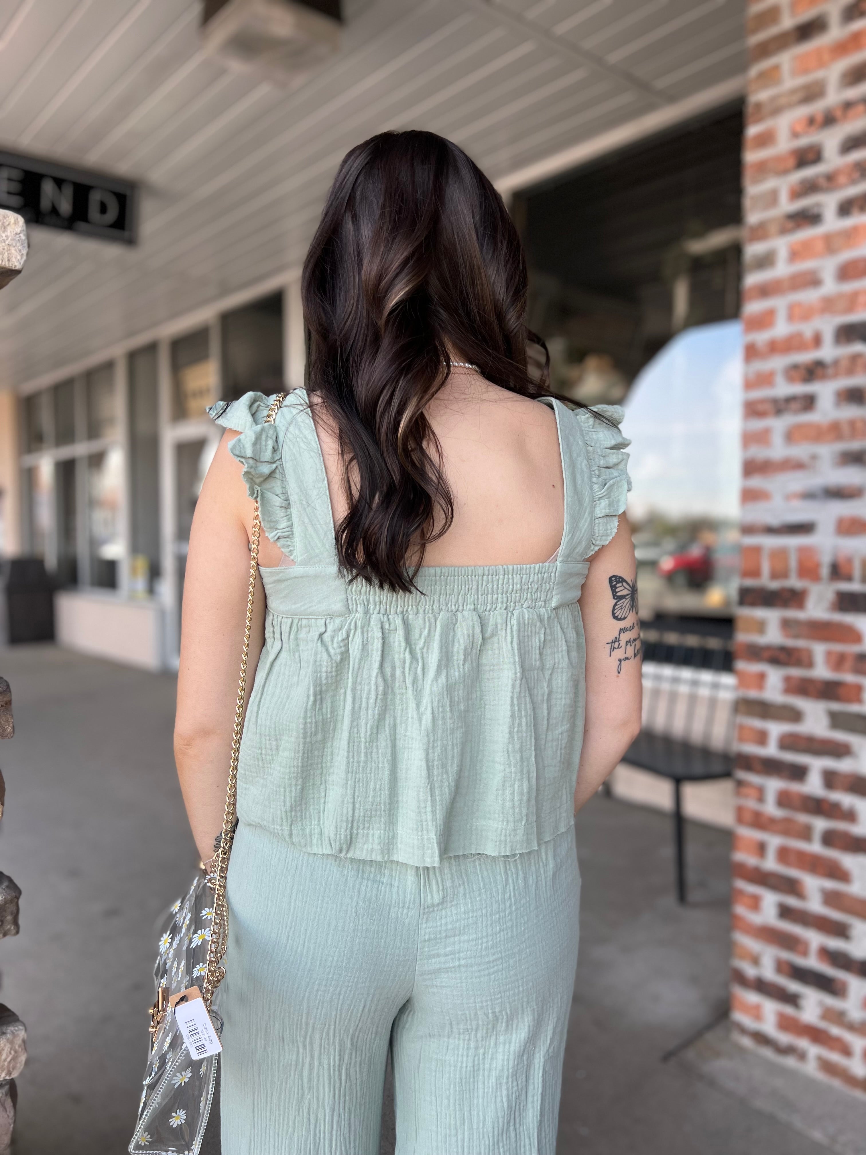 Sage Ruffle Top - FINAL SALE