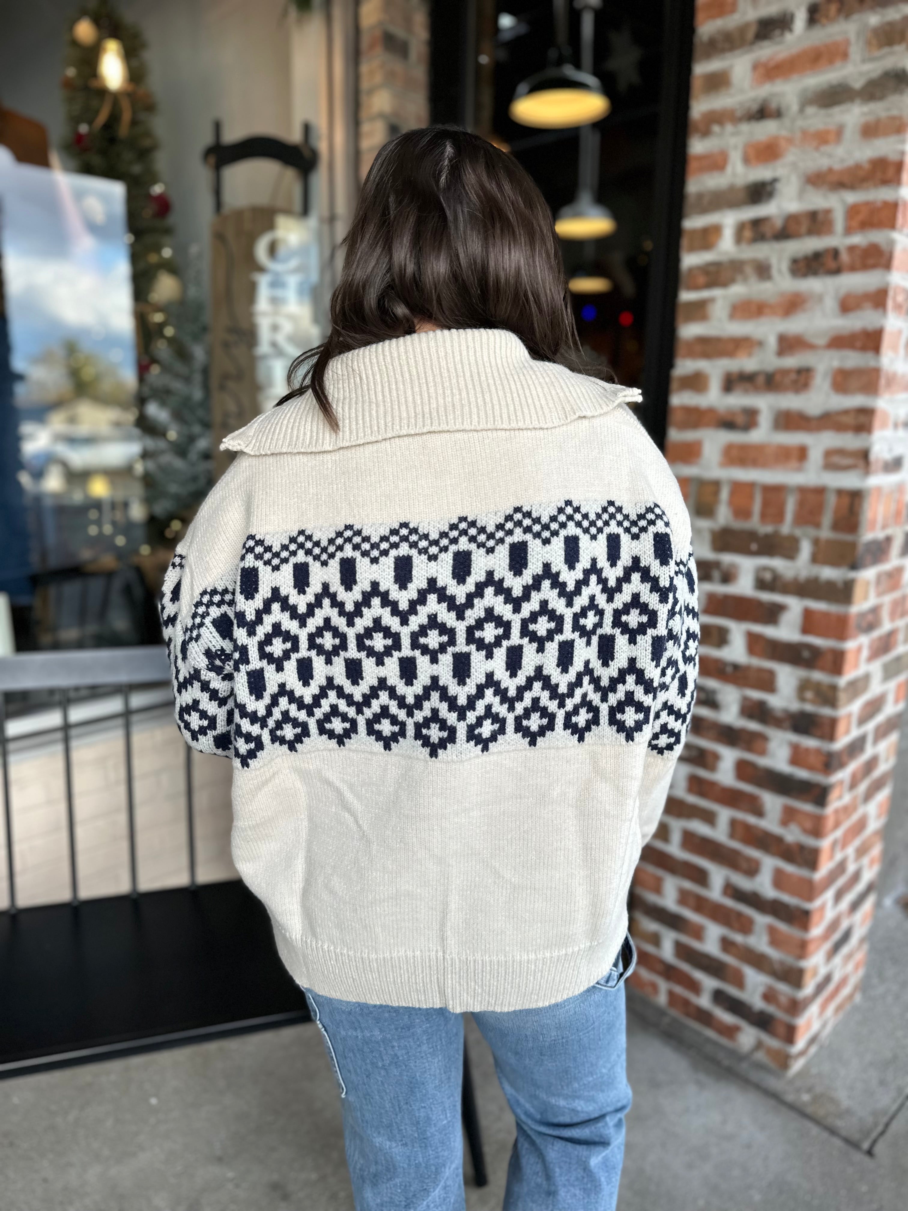 Plus Navy Abstract Sweater