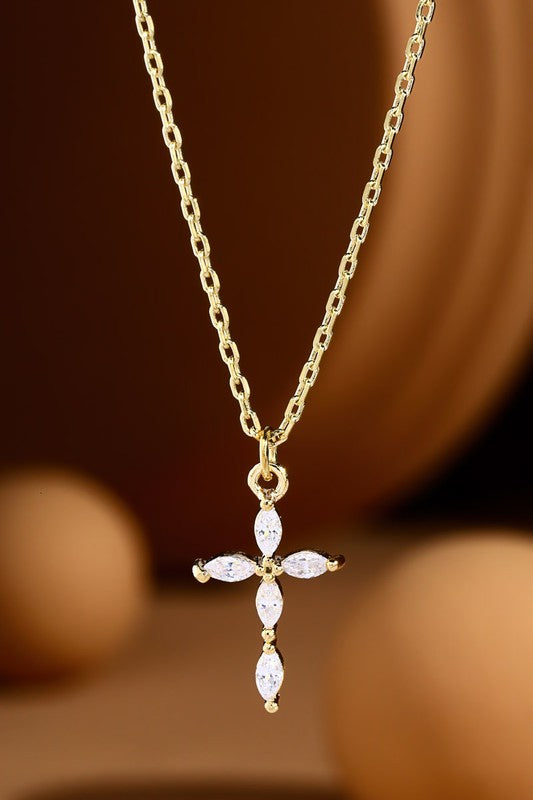 Dainty Crystal Cross Necklace