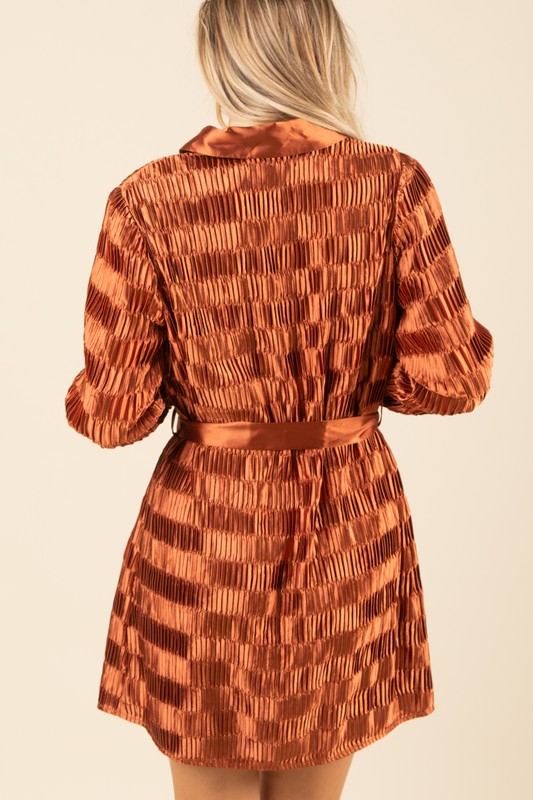 Rust Satin Shirt Dress - FINAL SALE