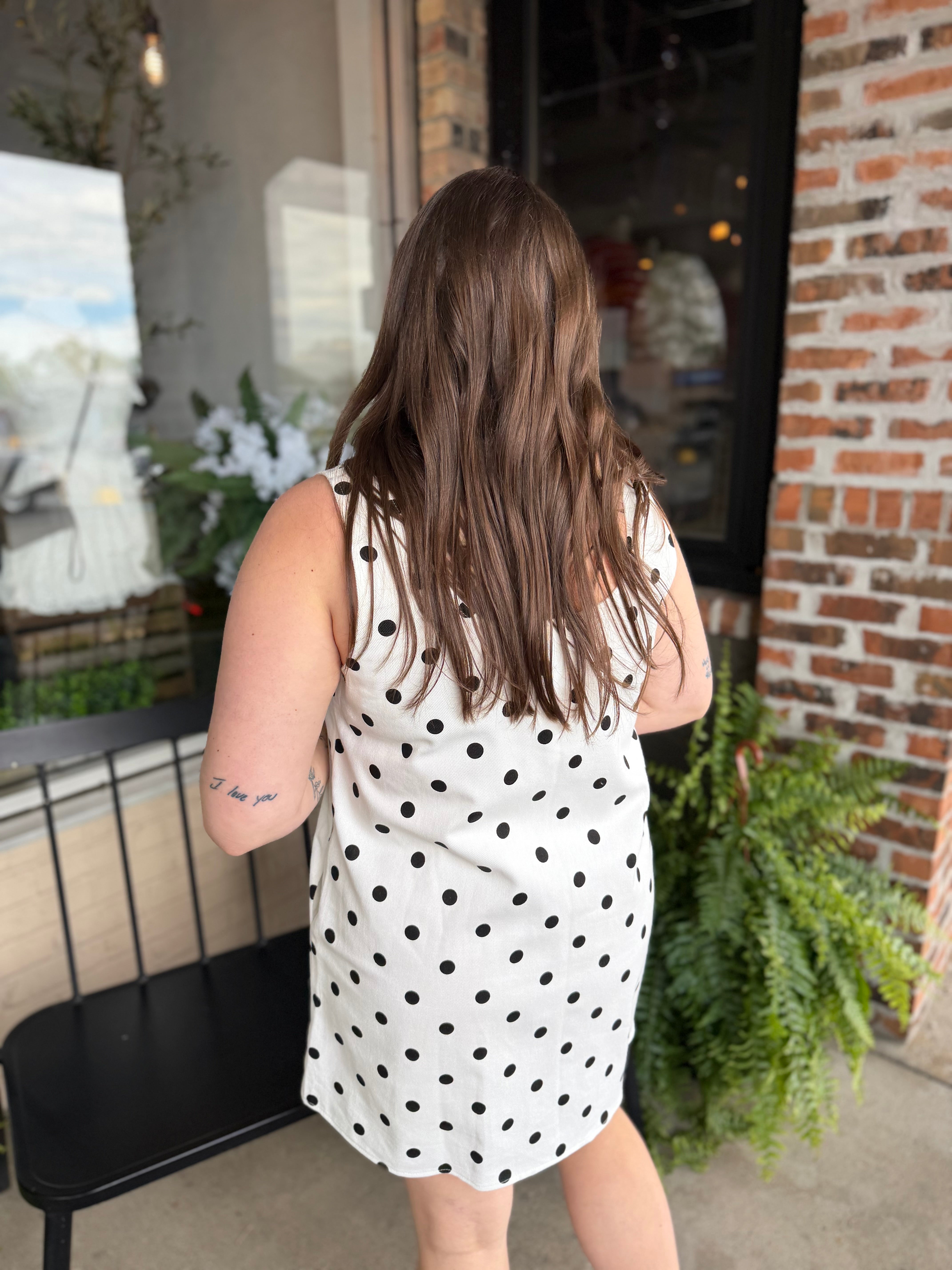 Black Dot Scoop Neck Dress