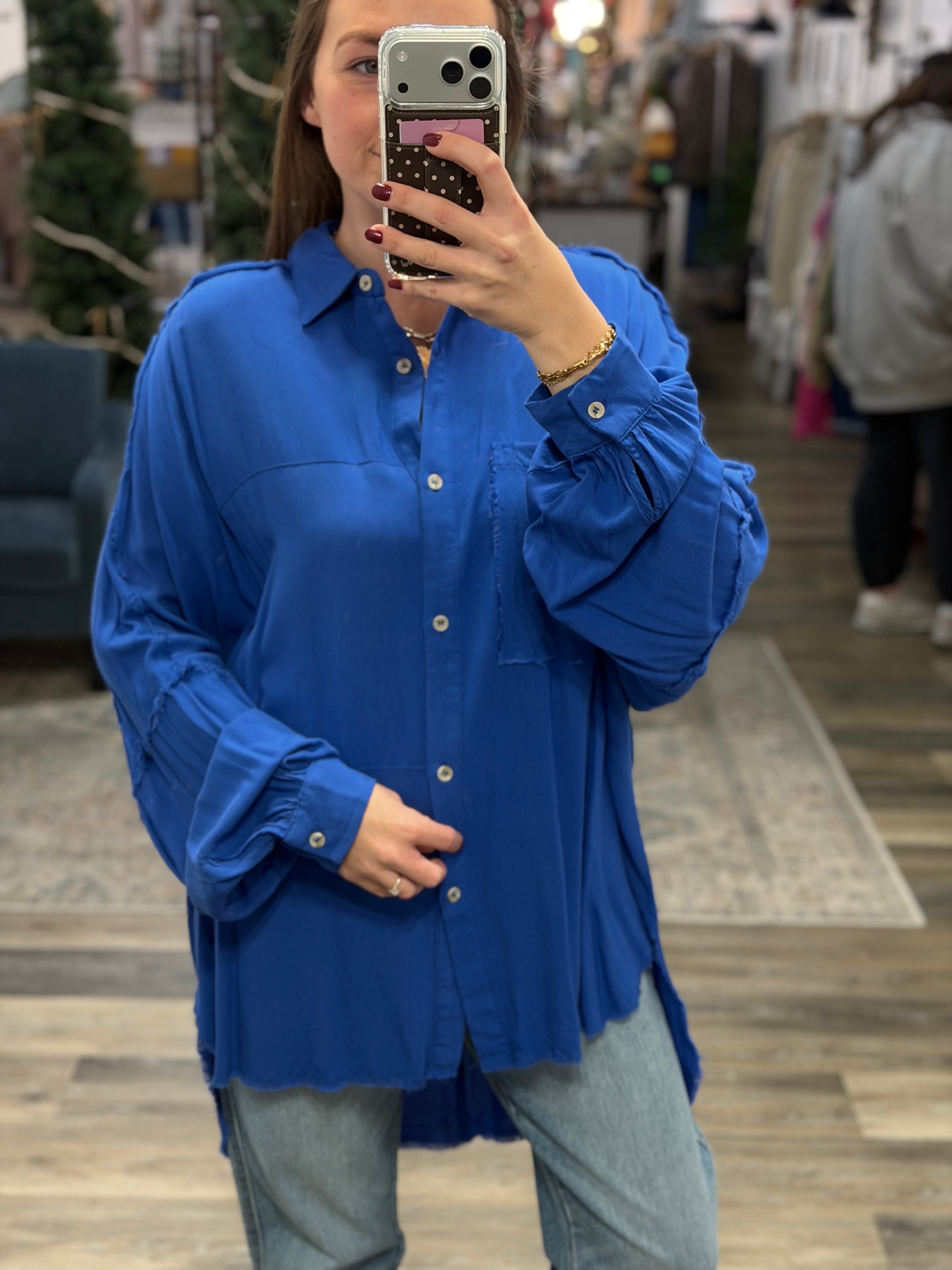 Cobalt Button Down Top