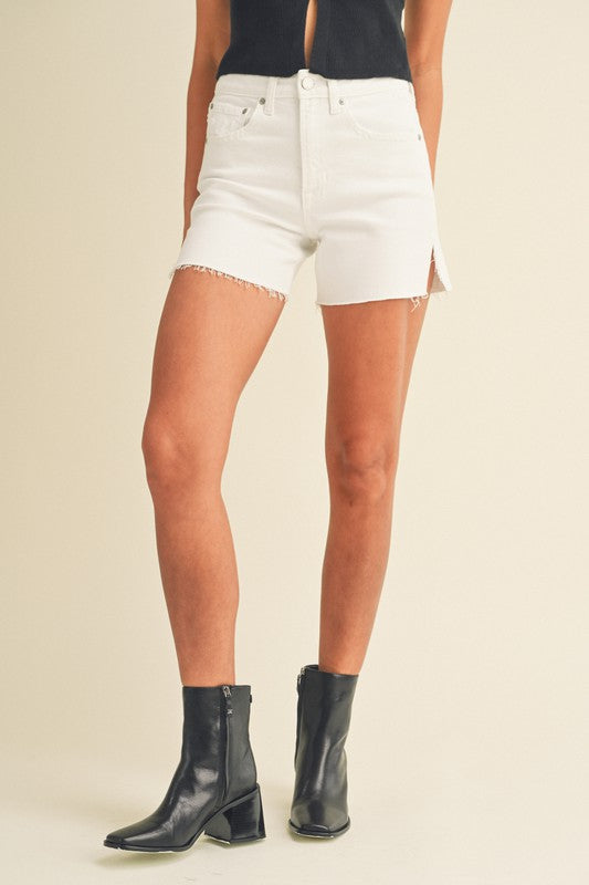 White Side Slit Shorts - FINAL SALE