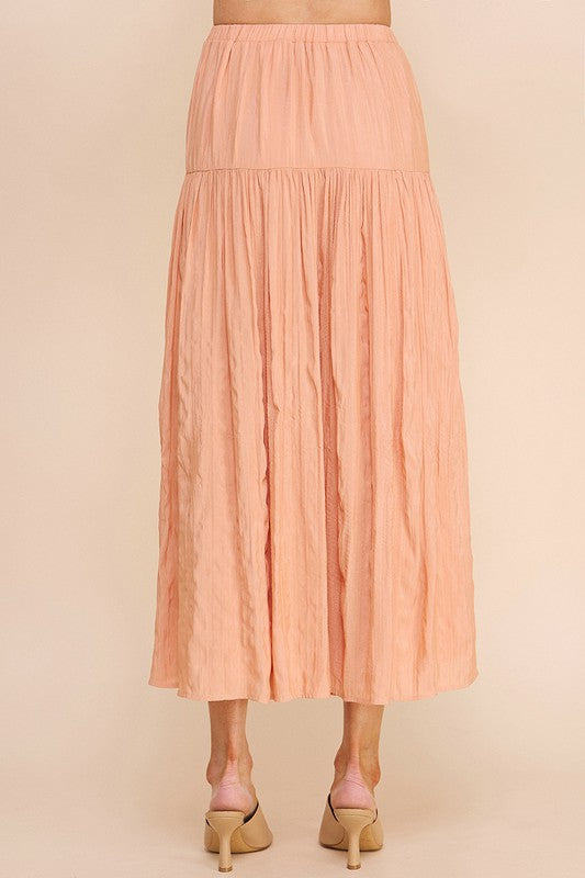 Coral Crinkle Maxi Skirt - FINAL SALE