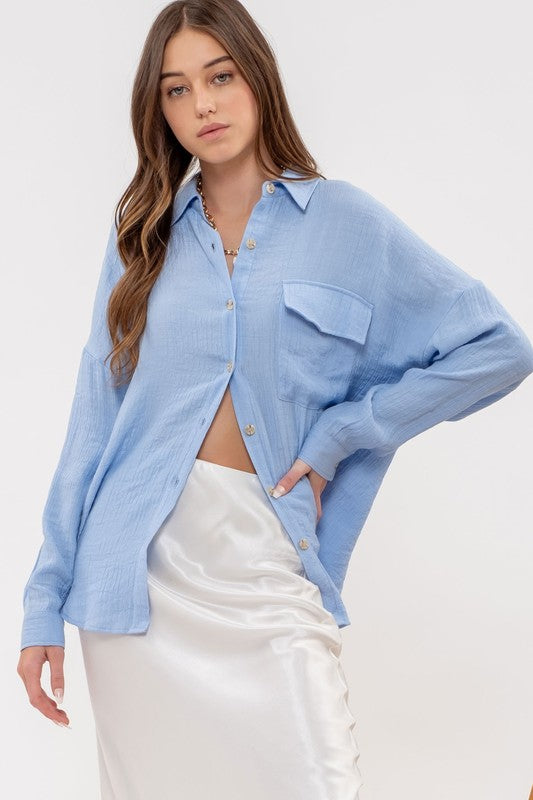 Blue Lightweight Button Down - FINAL SALE