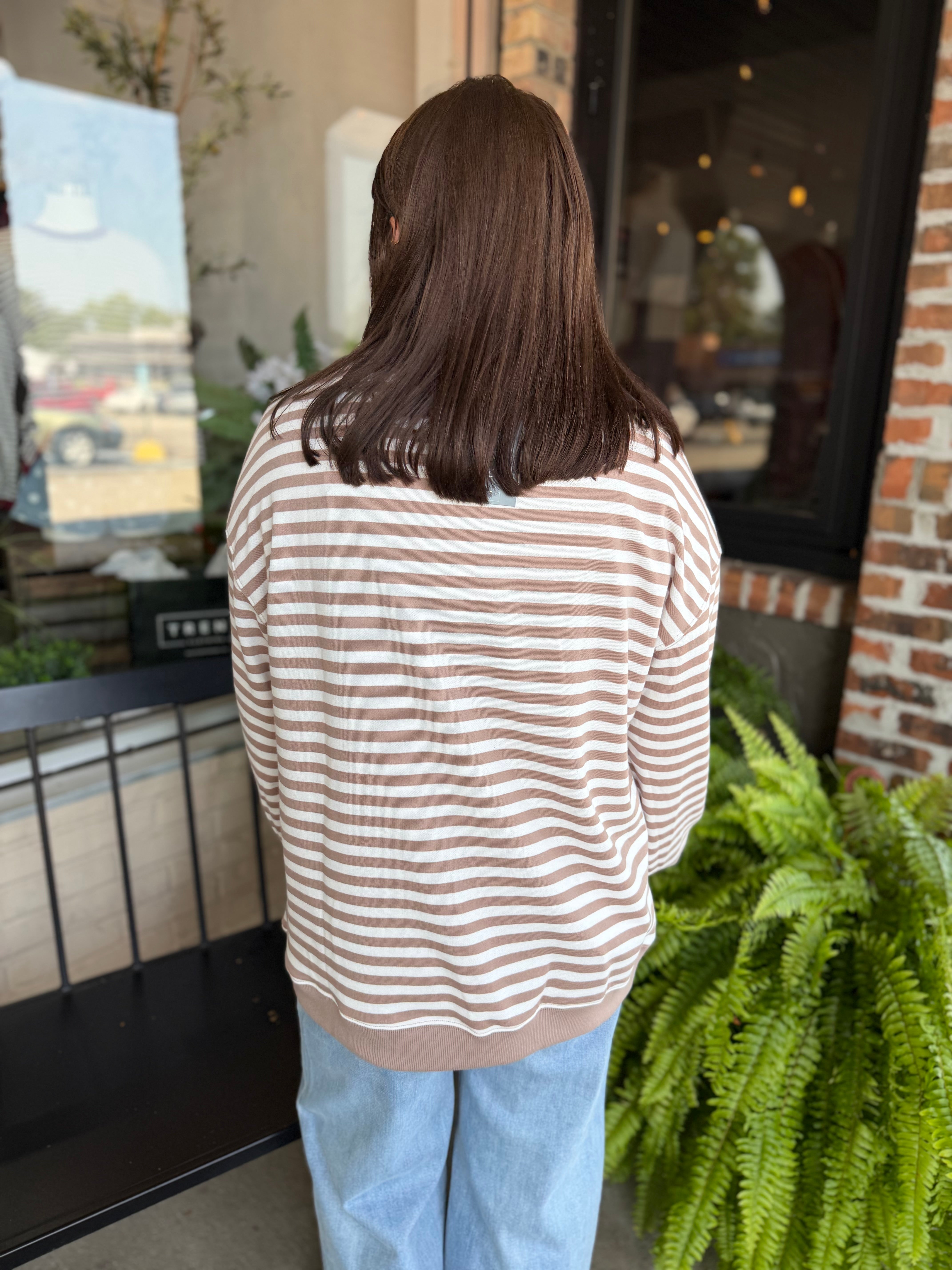 Taupe Striped Sweatshirt