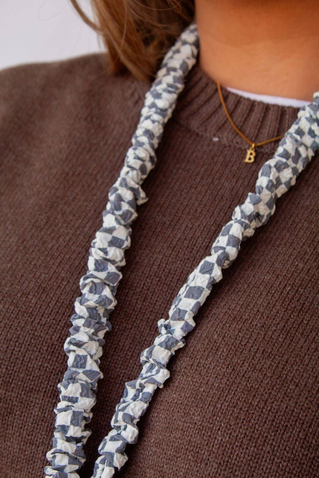 Grey Checkered Lanyard
