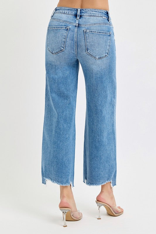 High Rise Crop Wide Leg Jeans
