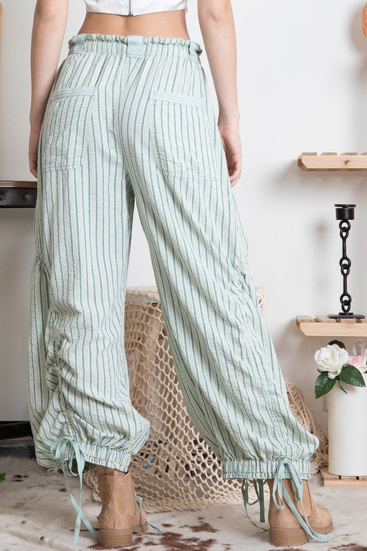 Mint Stripe Cargo Pants - FINAL SALE