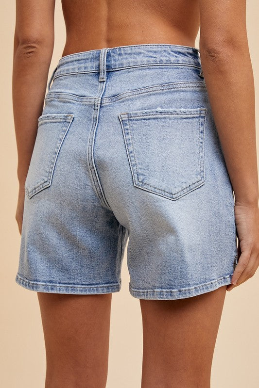 Waist Strap Stretch Denim Shorts