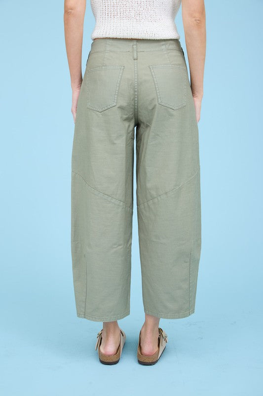 Olive Wide Leg Capri Pants