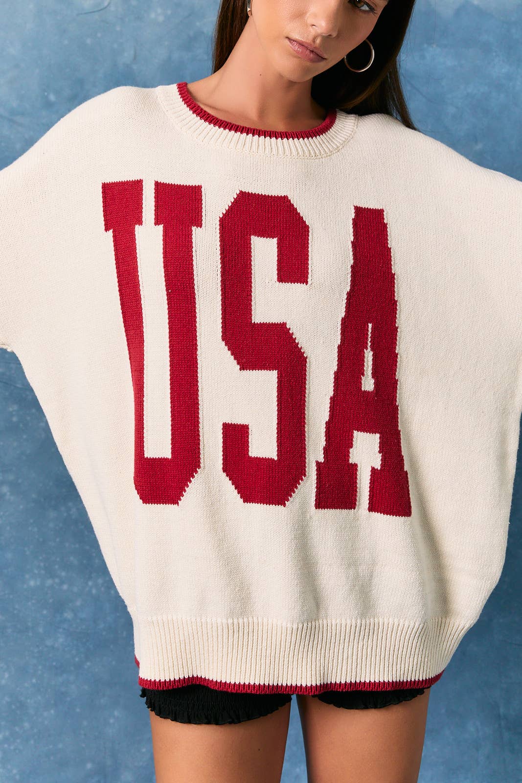 Long Sleeve Crew Neck "USA" Sweater