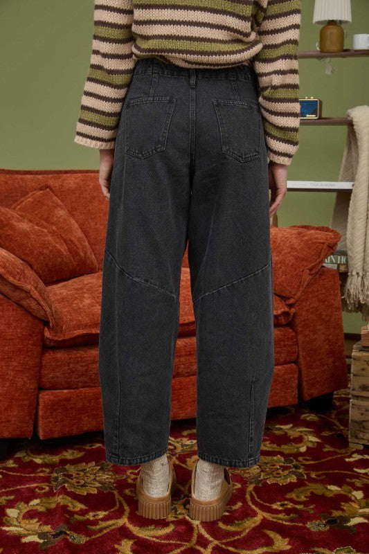 Black Wide Leg Denim Pants