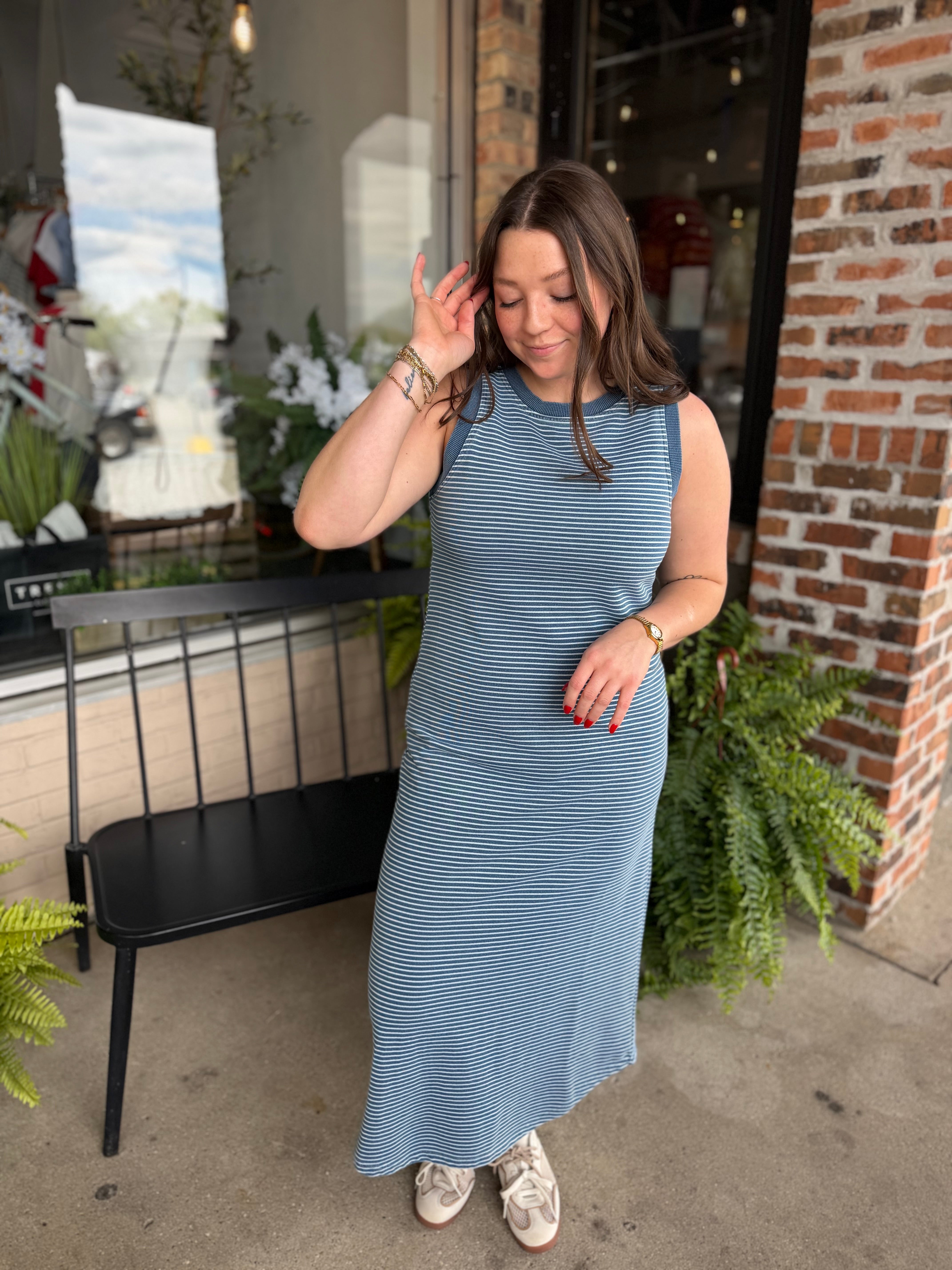 Denim Stripe Tank Dress