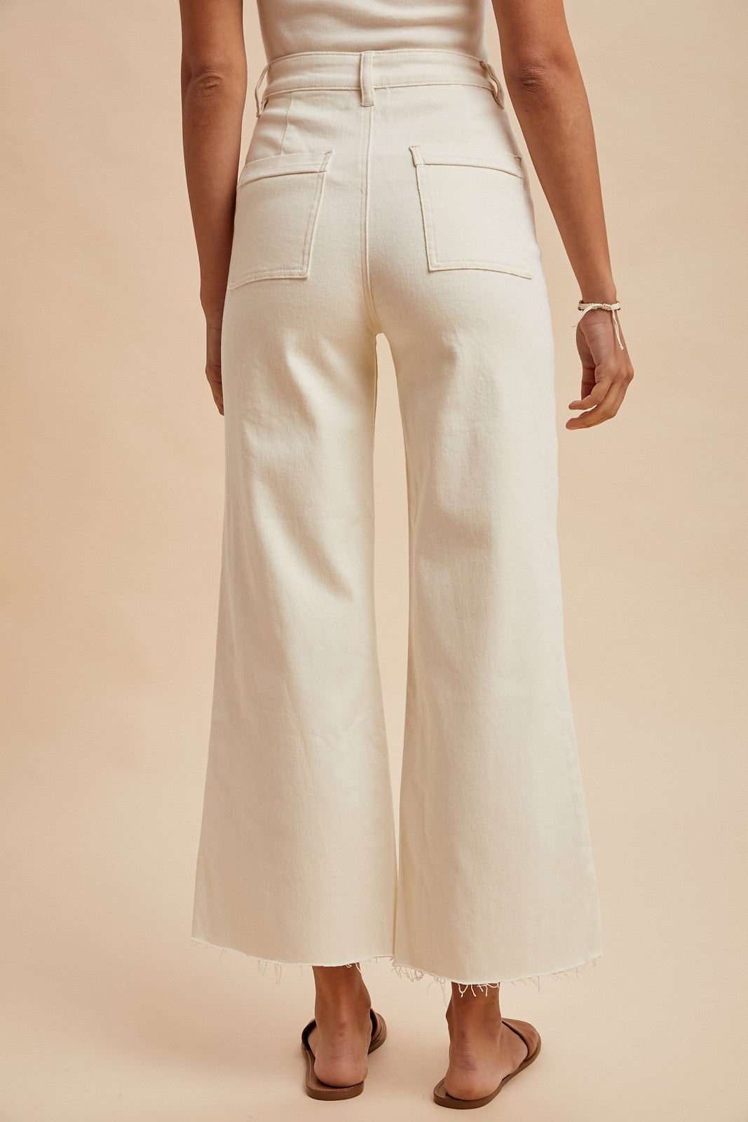 Oatmeal Eyelet Wide Leg Pants