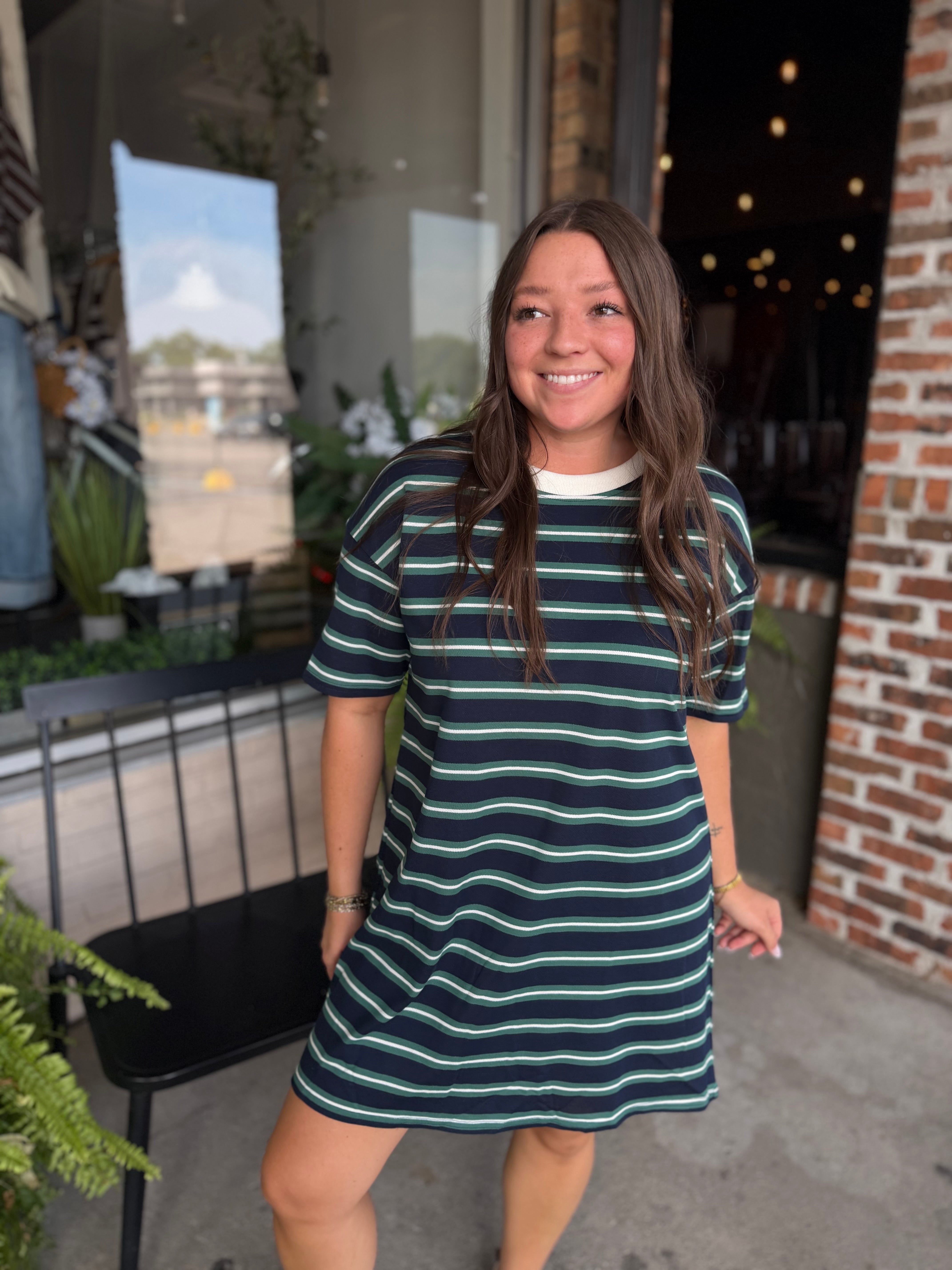 Navy Stripe T-Shirt Mini Dress