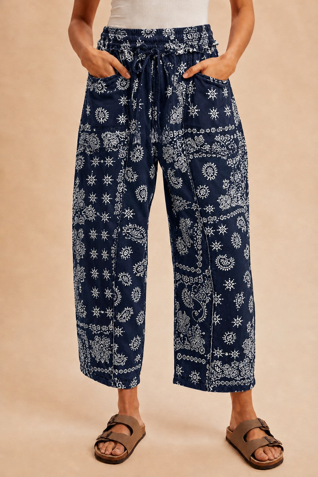 Navy Bandana Printed Utility Pants