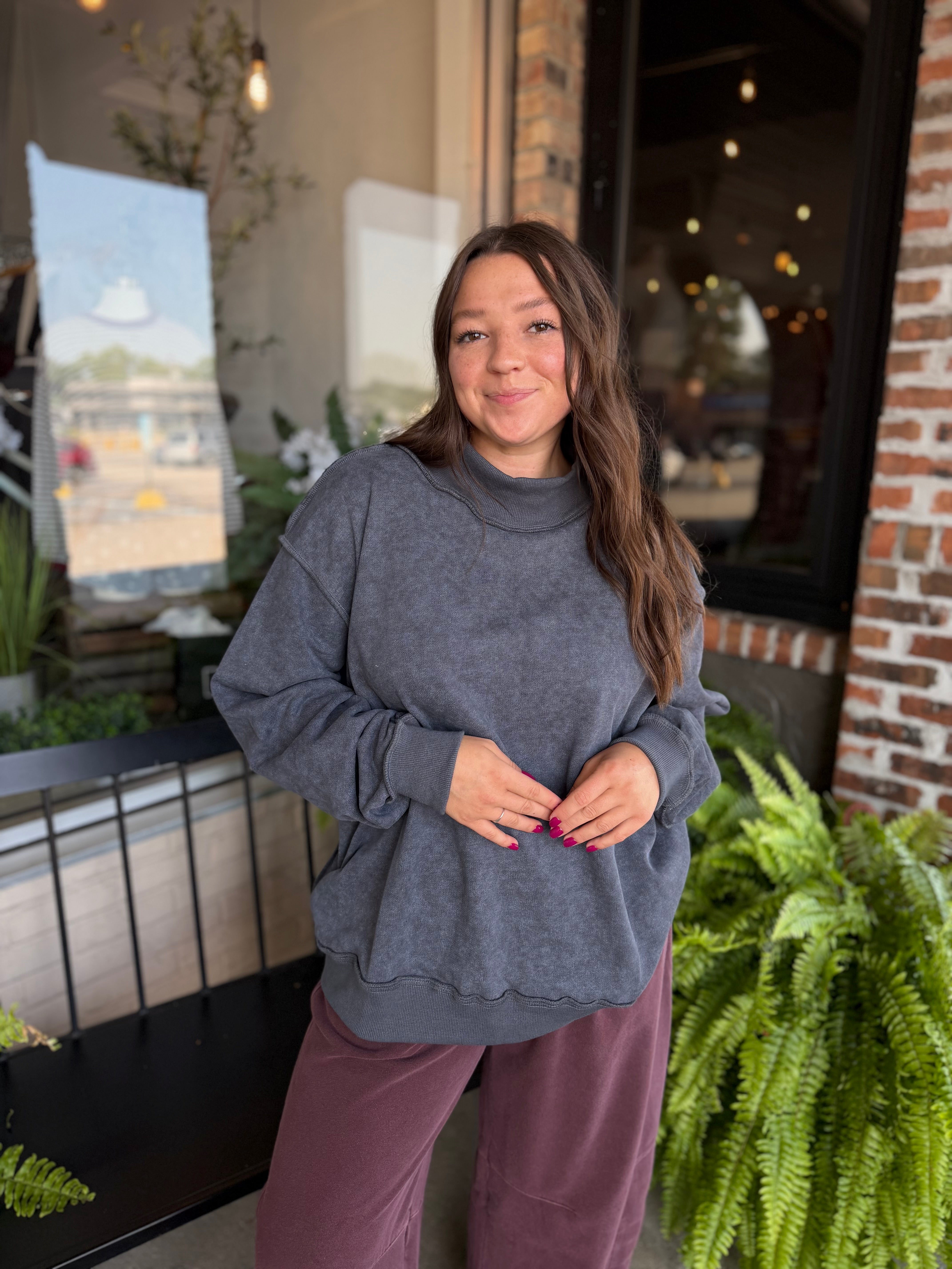 Charcoal Vintage Wash Oversized Sweatshirt