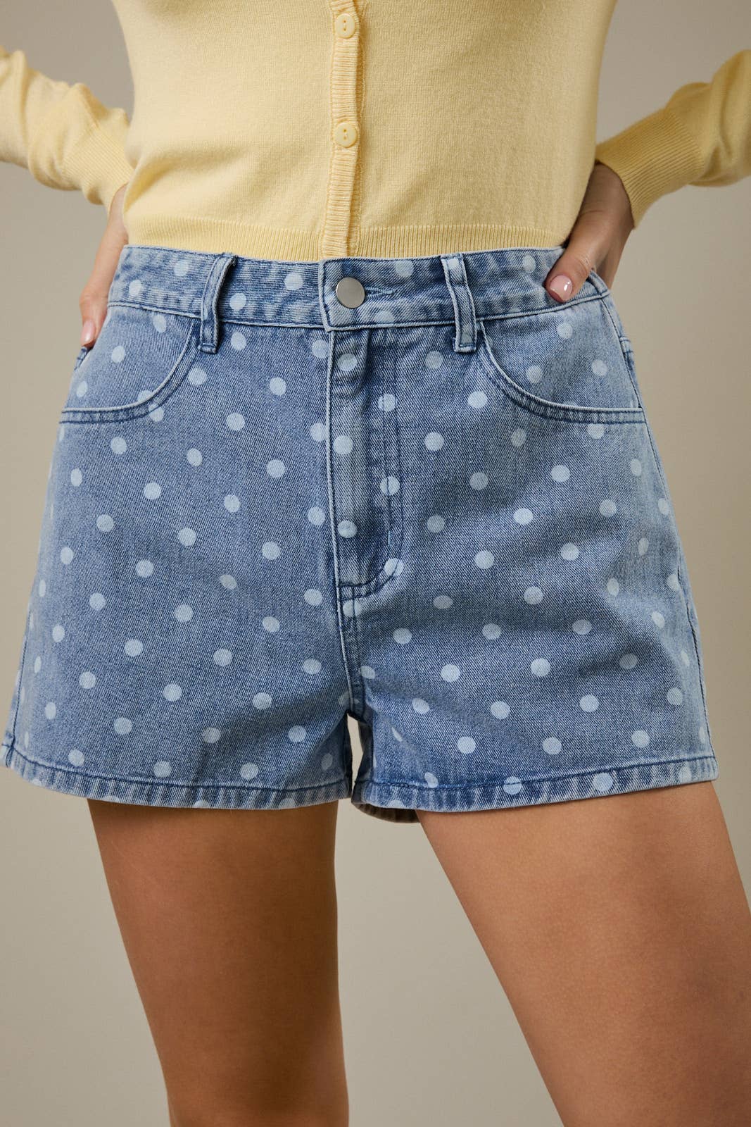 Polka Dot Denim Shorts