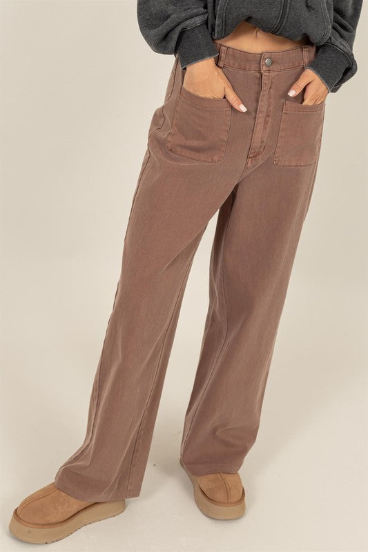 Brown Wide Leg Pants- FINAL SALE