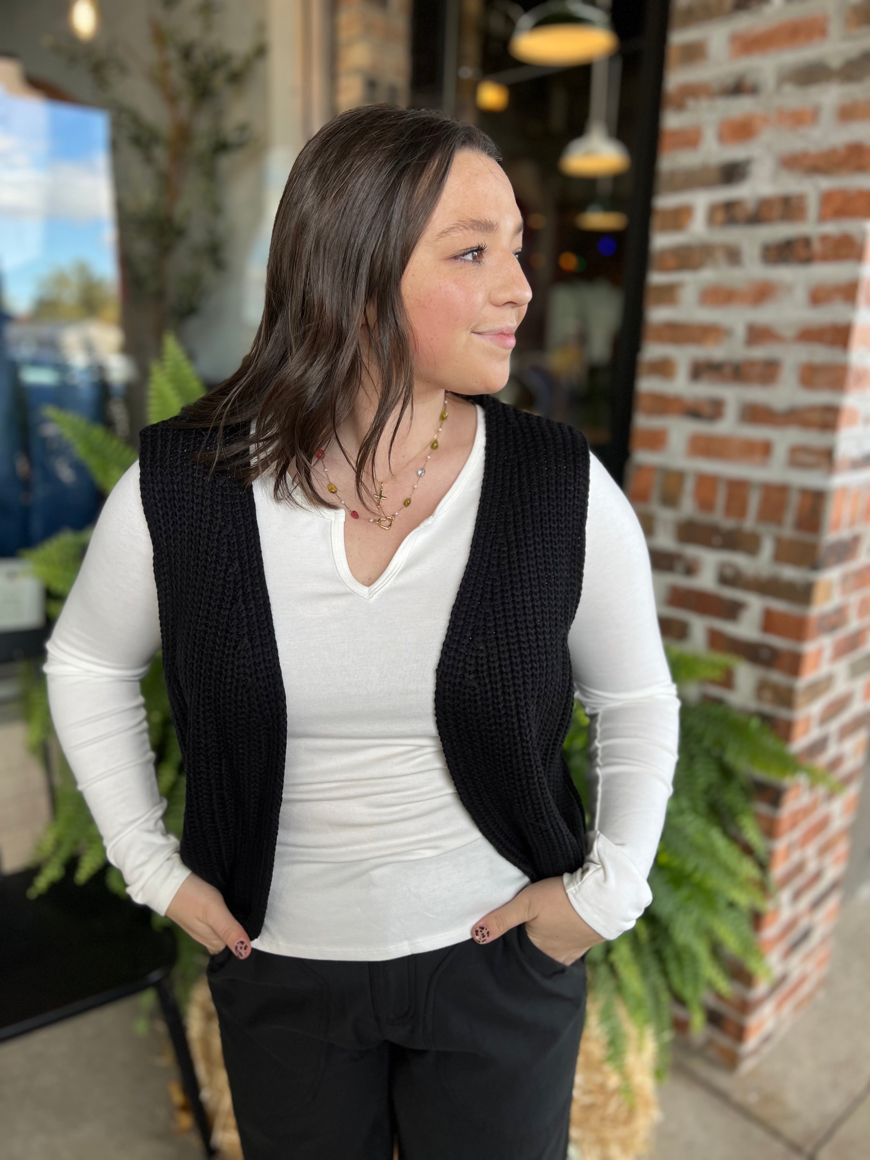 Black Cardigan Vest